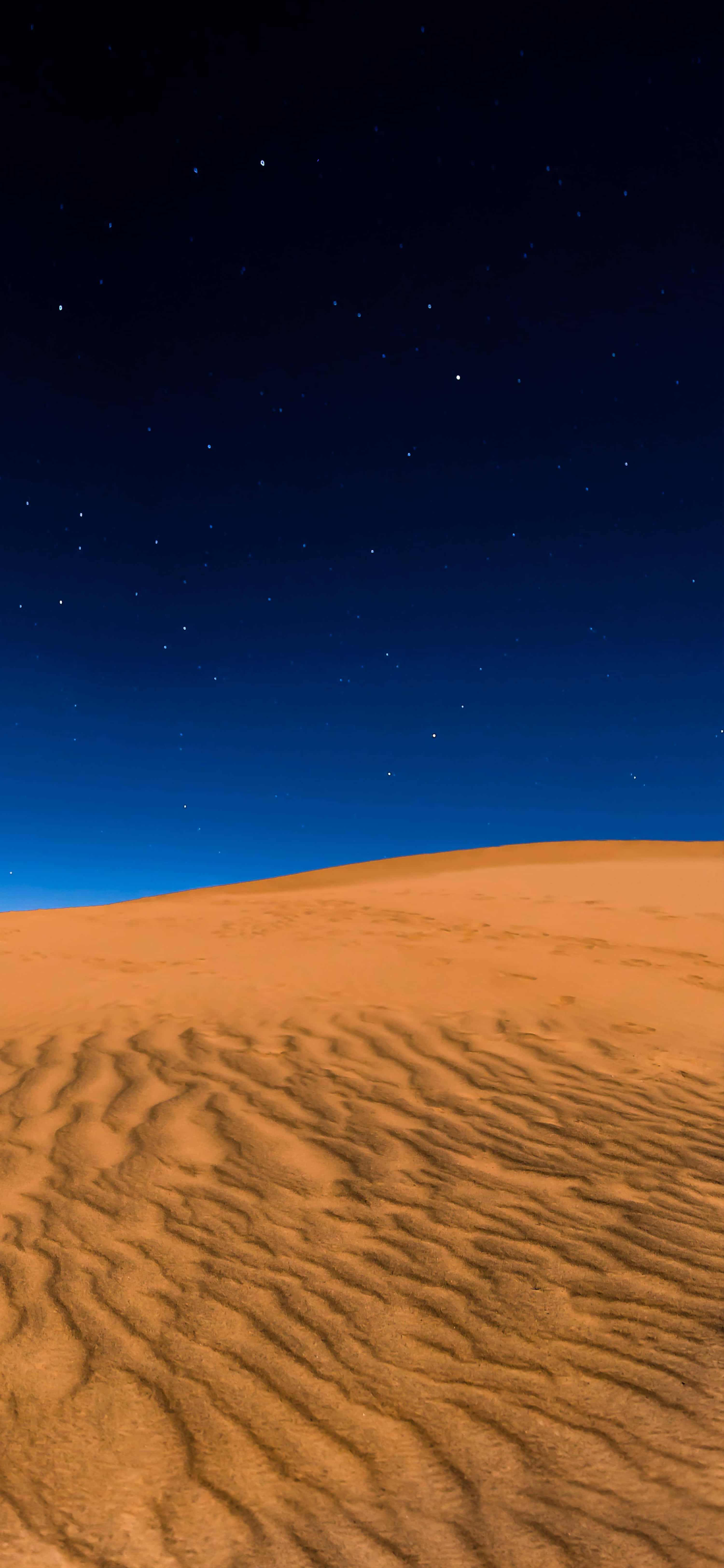 Starry Sky, desert, orange sand dunes, 5K Phone Wallpaper