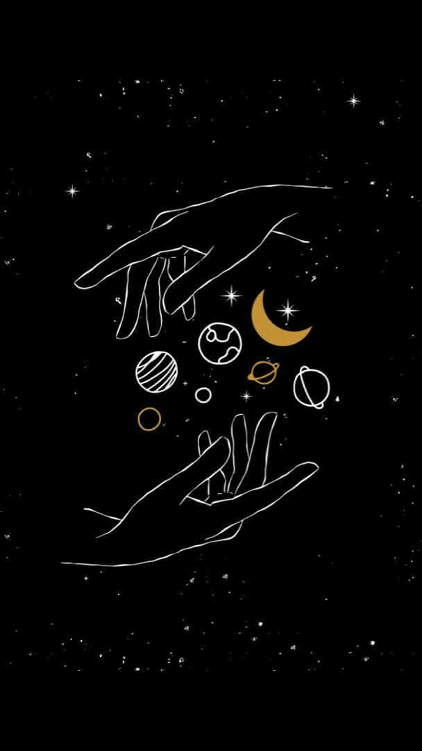 black stars, iPhone, planets, SD Phone Wallpaper