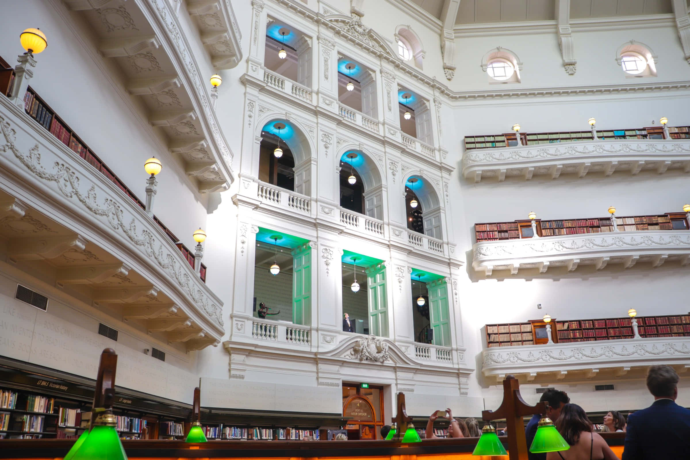 State Library, grand ornate library interior, multi-level balconies, Full HD Desktop Wallpaper