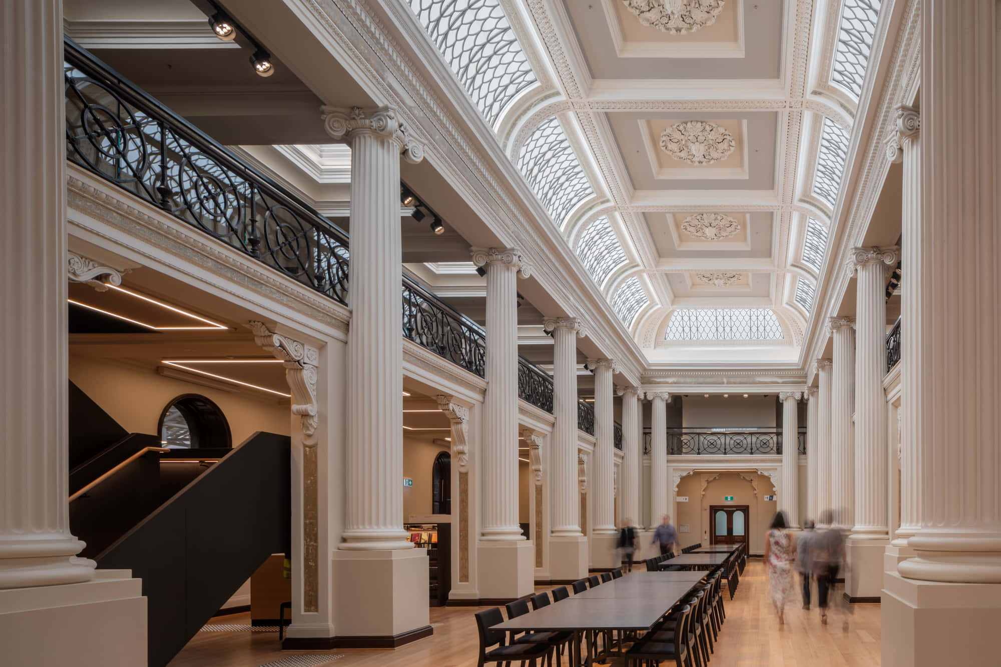 State Library, neoclassical hall, white columns, Full HD Desktop Wallpaper