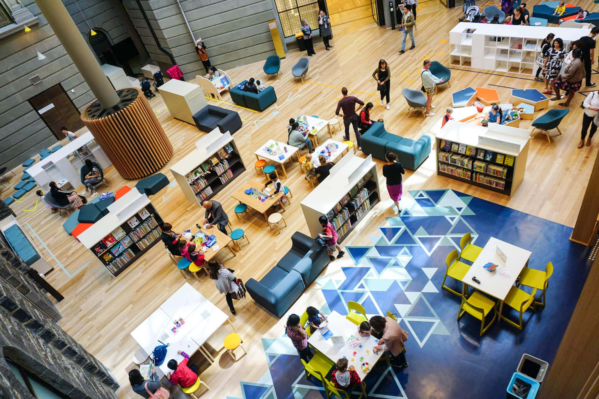 modern library, children, adults, Full HD Desktop Wallpaper