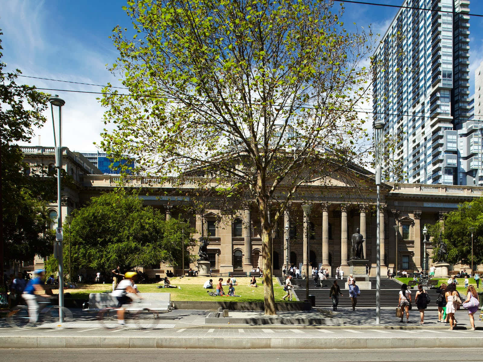 State Library, neoclassical building, columns, HD Desktop Wallpaper