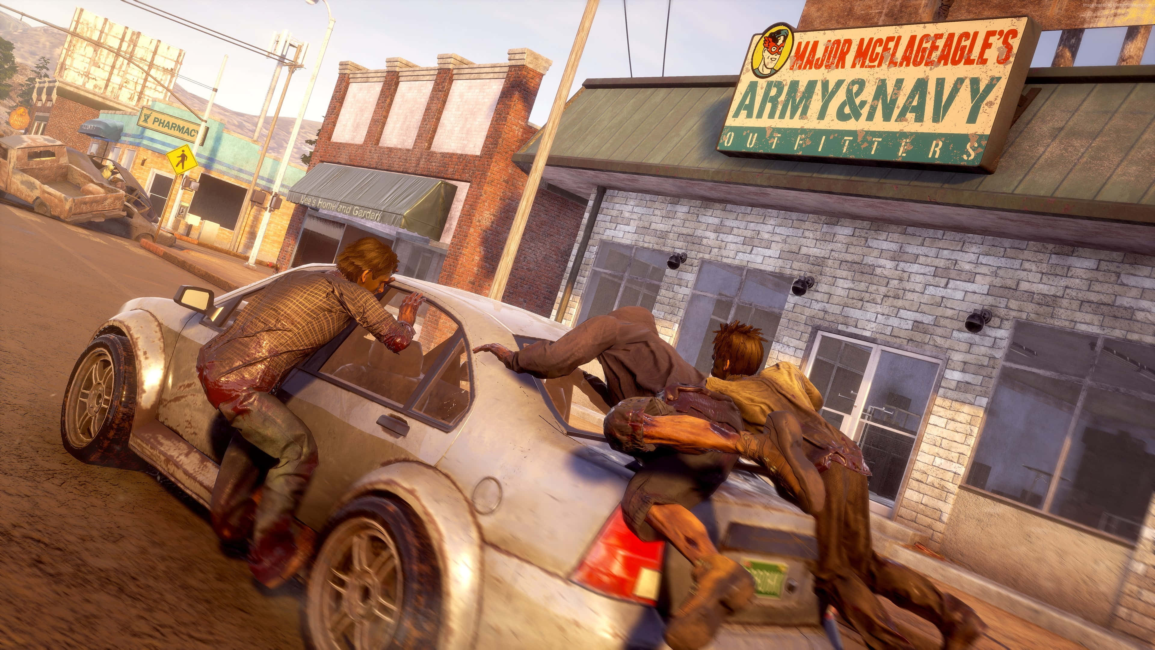 State Of Decay 2, zombie attack on car, silver car, 4K Desktop Wallpaper