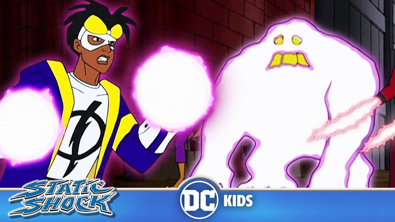 Static Shock, purple and yellow suit, glowing white ghost, HD Desktop Wallpaper