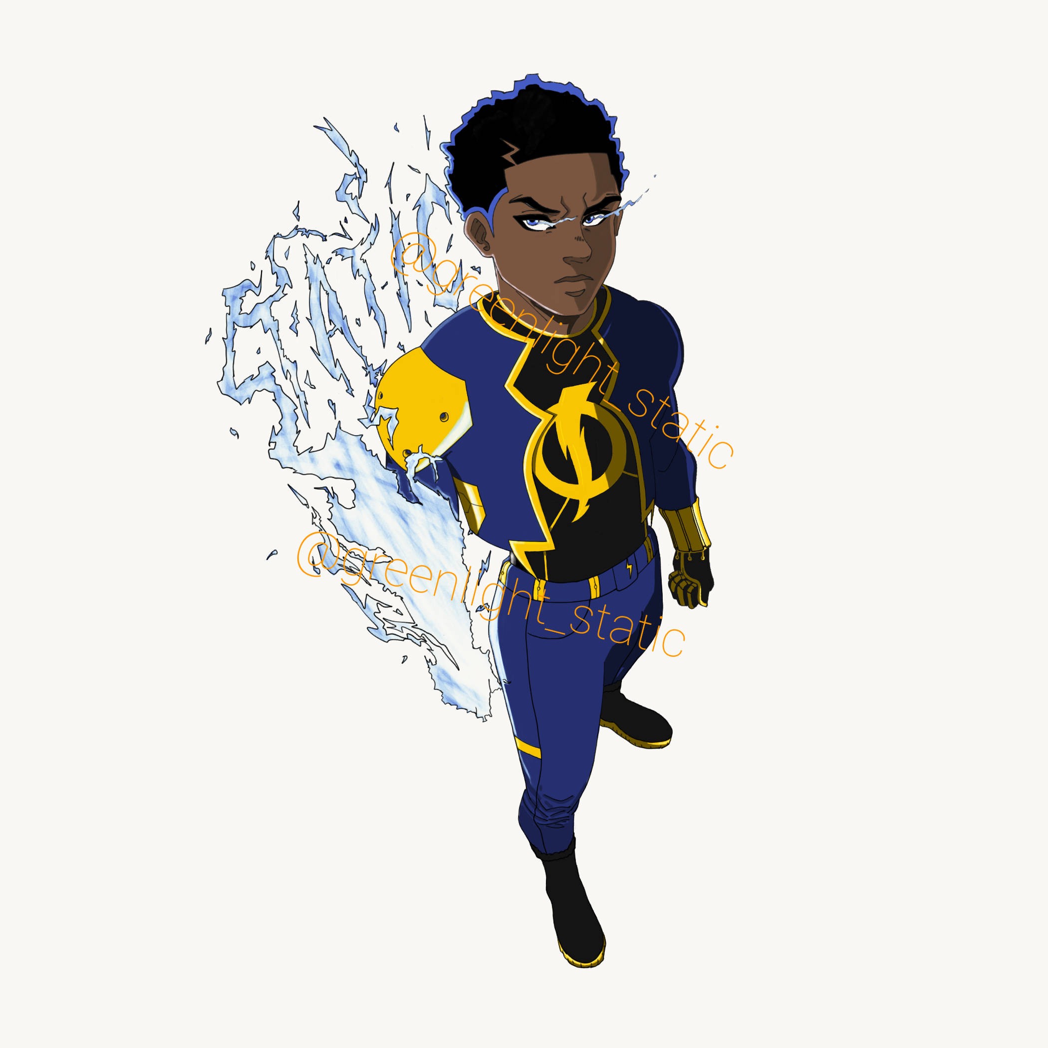 Static Shock, blue and yellow suit, icy energy, Full HD Desktop Wallpaper