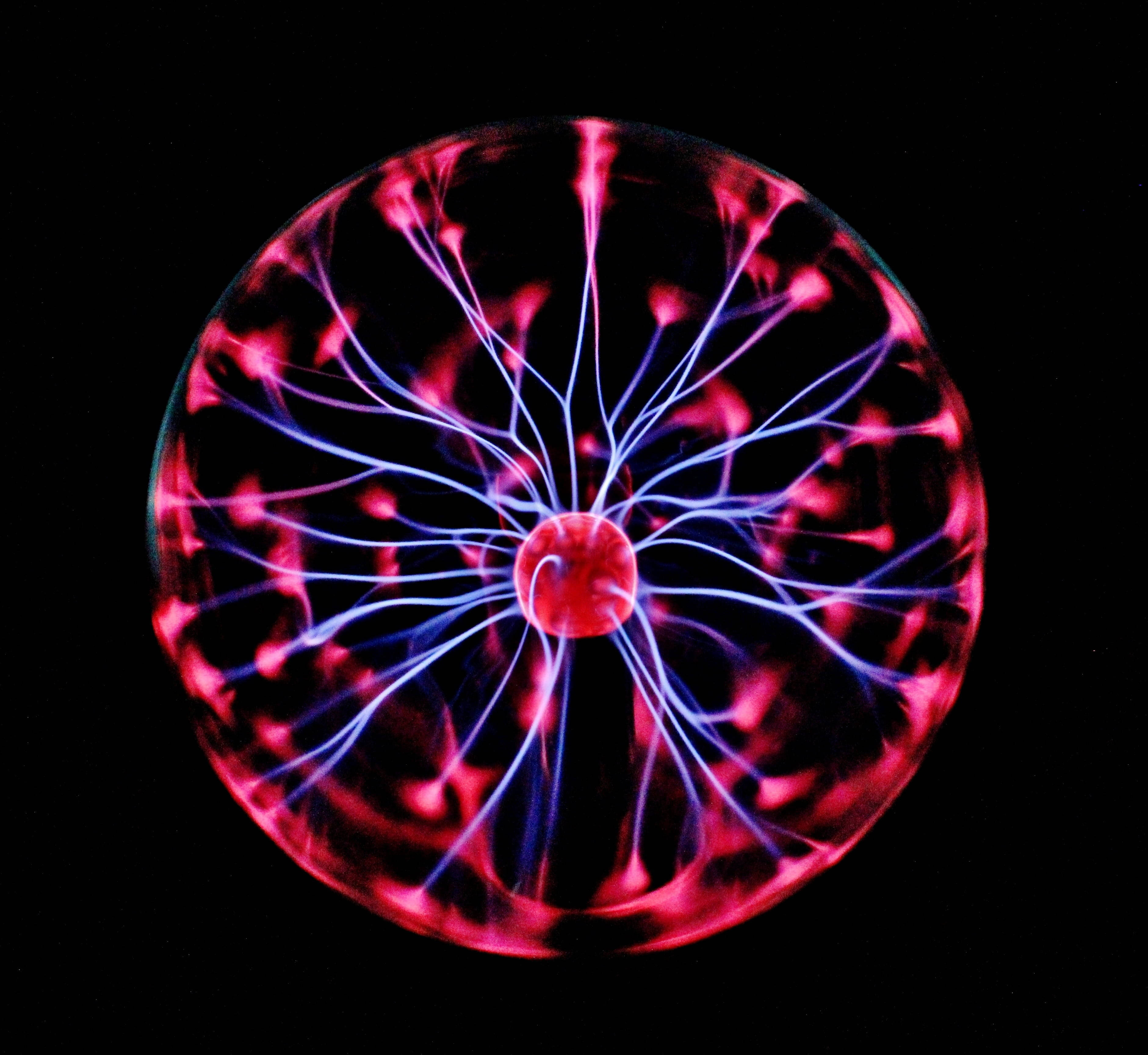 Static, neon electric ball, glowing plasma sphere, 2K Desktop Wallpaper