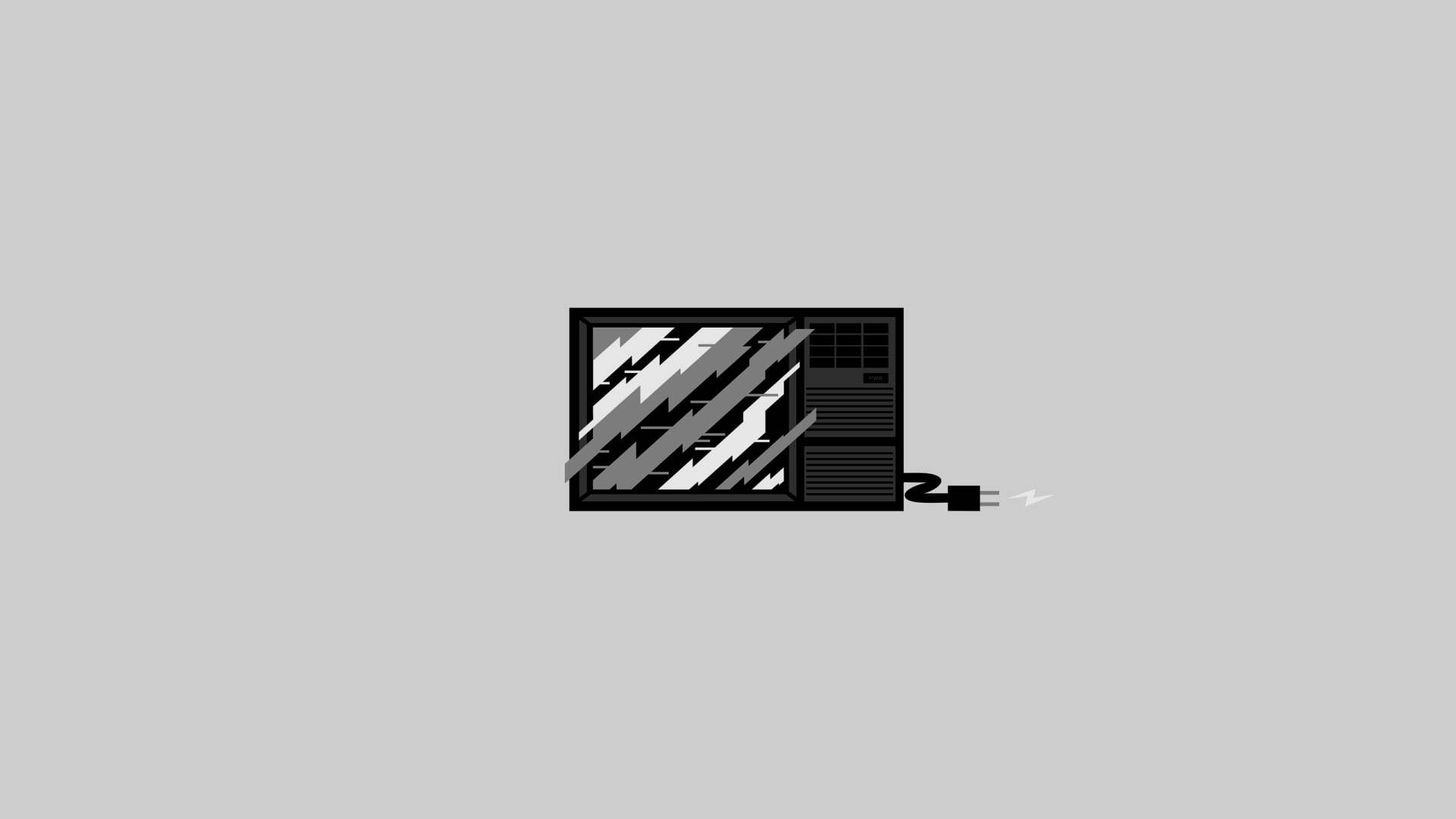 Static, pixel-art style, black and white computer monitor, Full HD Desktop Wallpaper