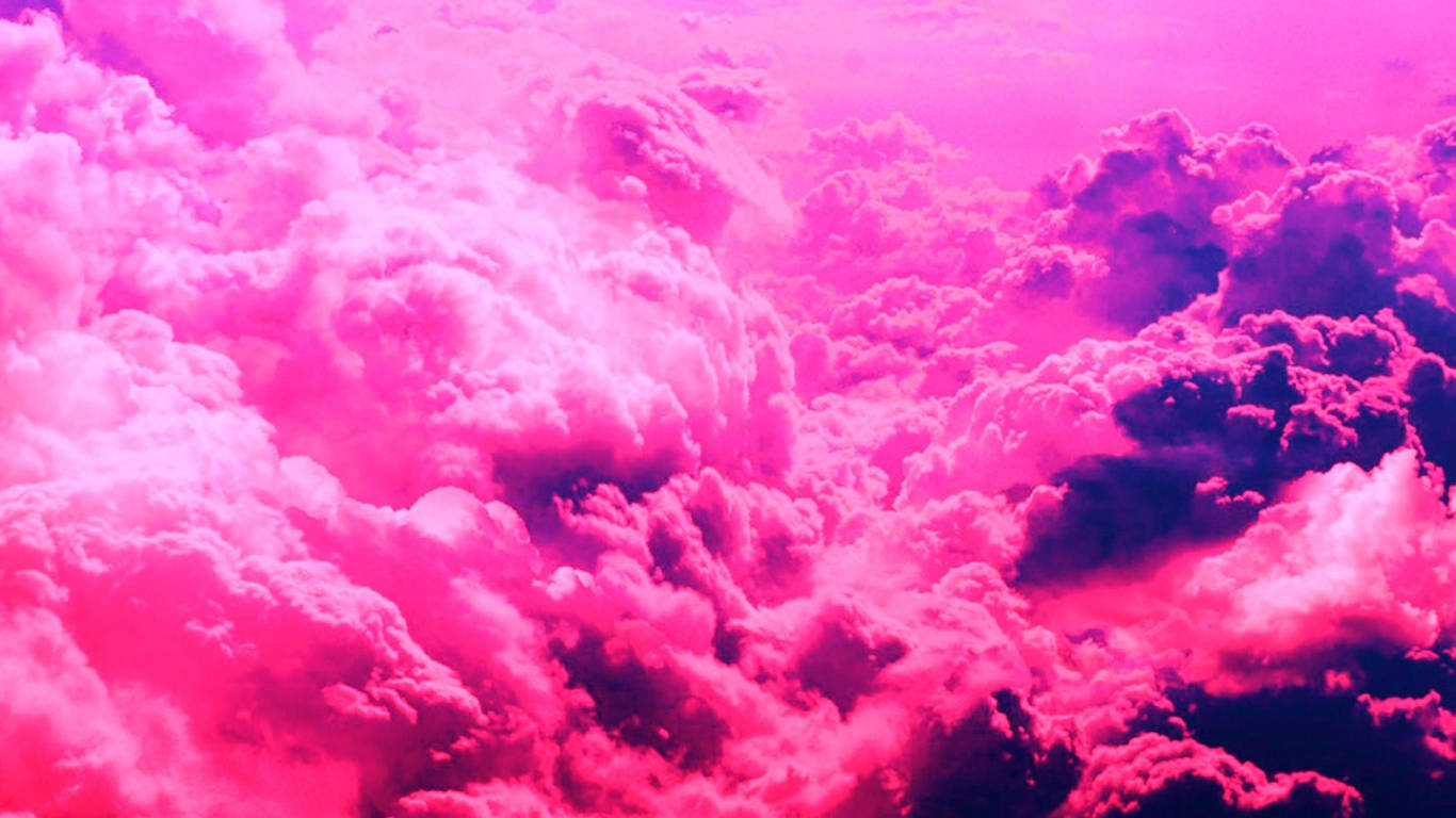 Static, dark pink skies, vibrant pink and purple clouds, HD Desktop Wallpaper