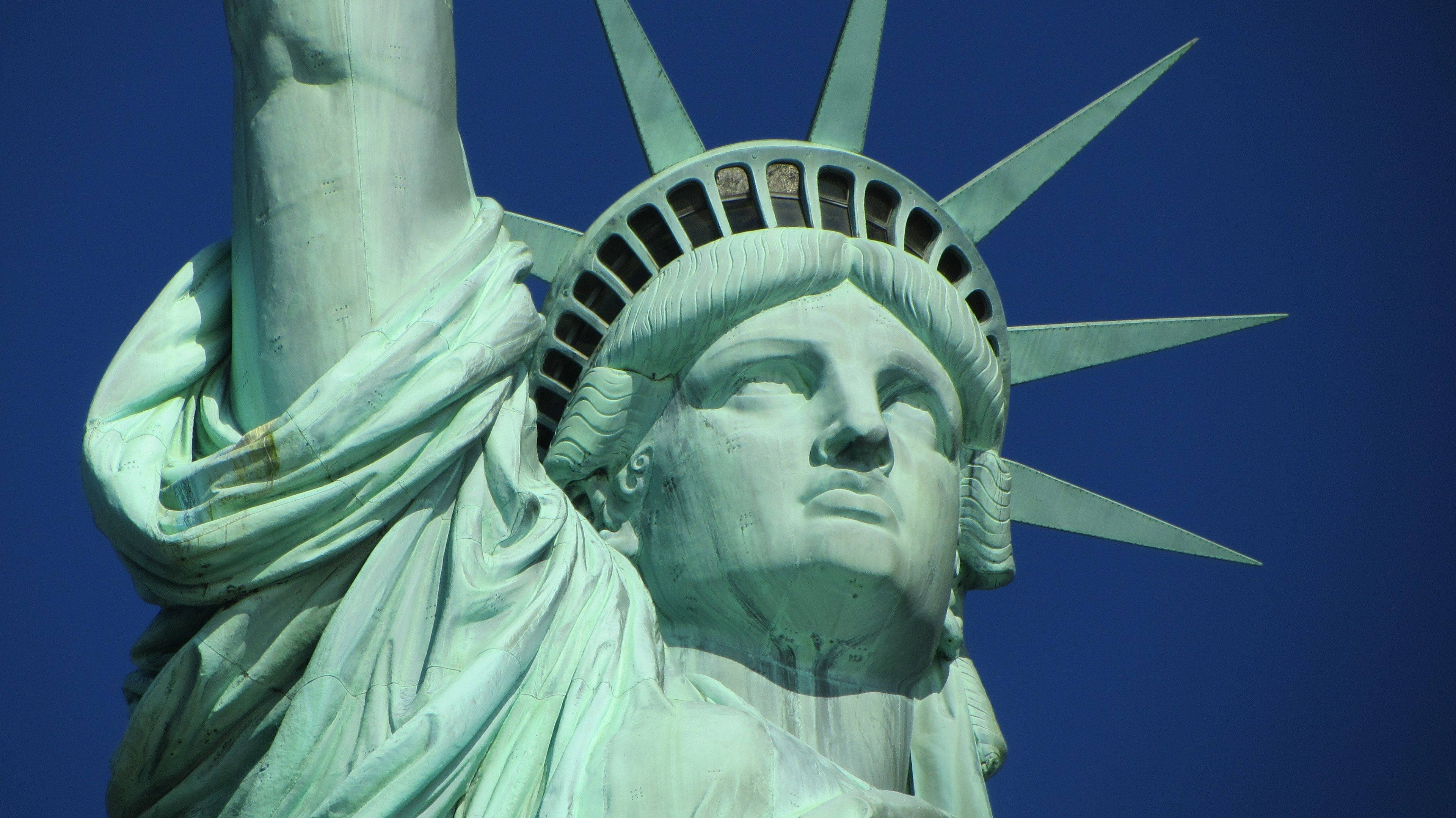 Statue Of Liberty, face, crown, 4K Desktop Wallpaper