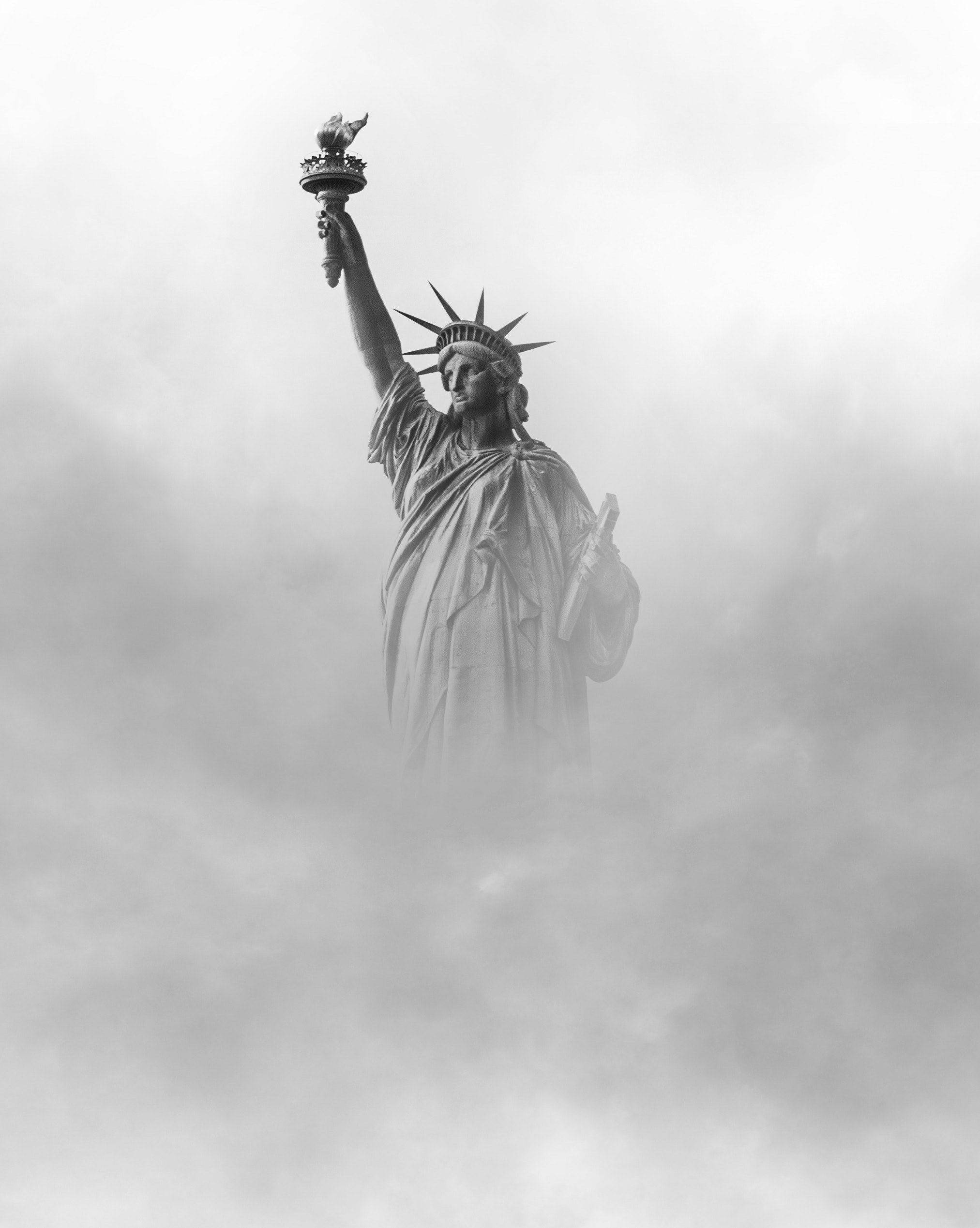 Statue Of Liberty, fog, swirling fog, Full HD Phone Wallpaper