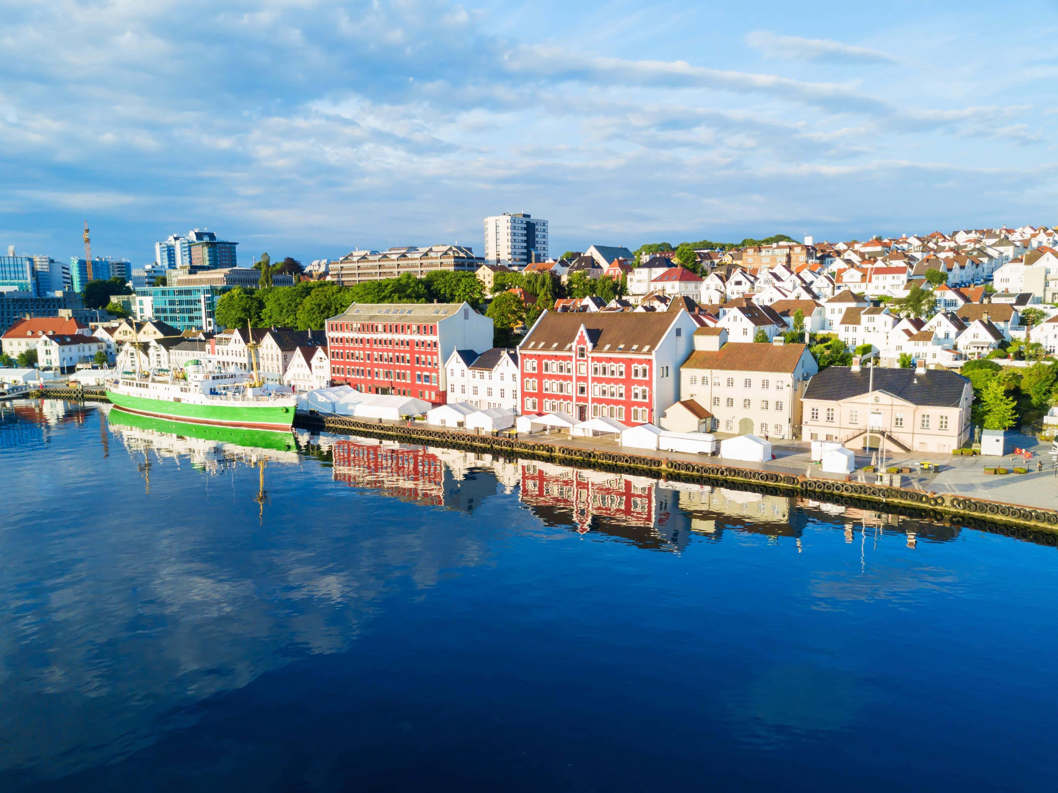 Stavanger, waterfront, aerial view, 2K Desktop Wallpaper