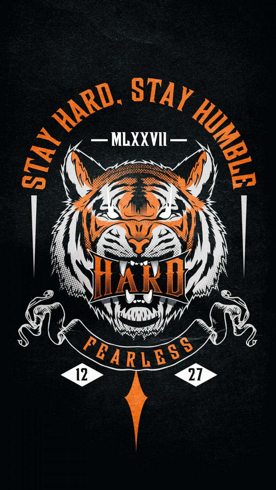 Stay Humble, tiger head graphic, orange and white stripes, HD Phone Wallpaper