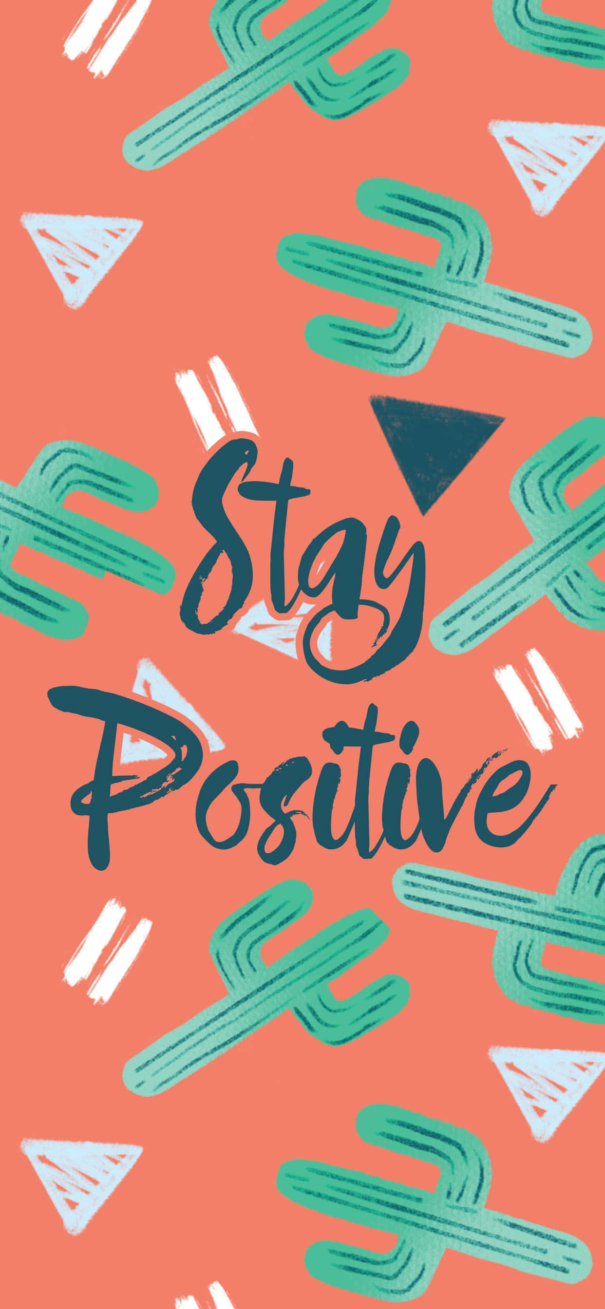 Stay Positive, coral, teal, 2K Phone Wallpaper