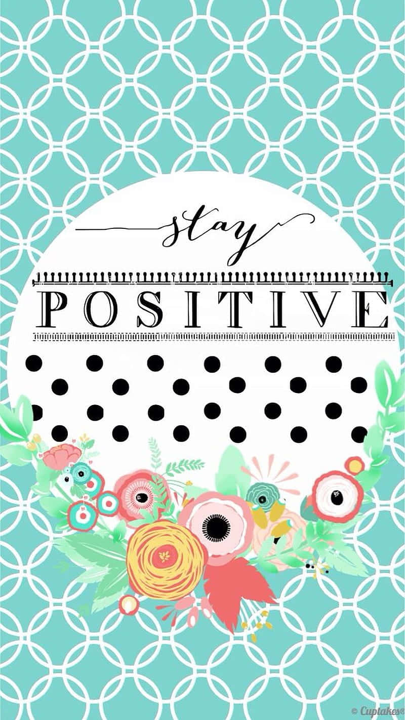 stay positive, turquoise, white geometric pattern, HD Phone Wallpaper