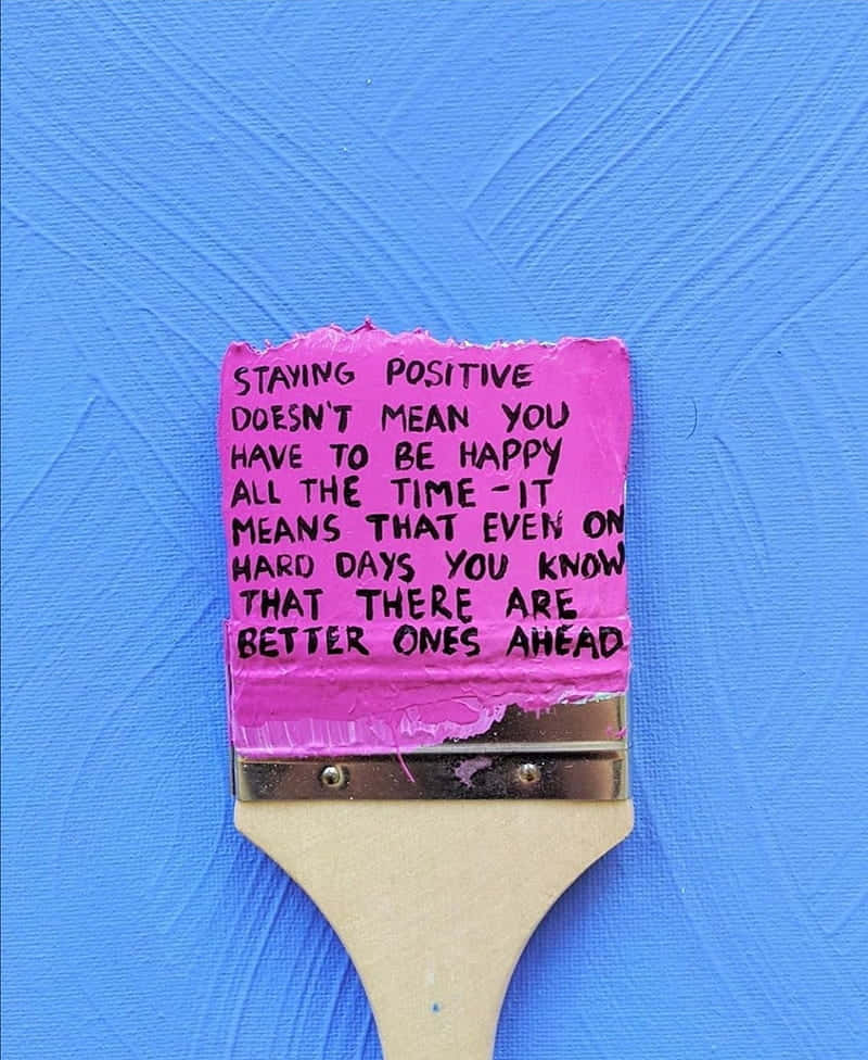 pink paint, handwritten motivational quote, textured blue canvas, SD Phone Wallpaper