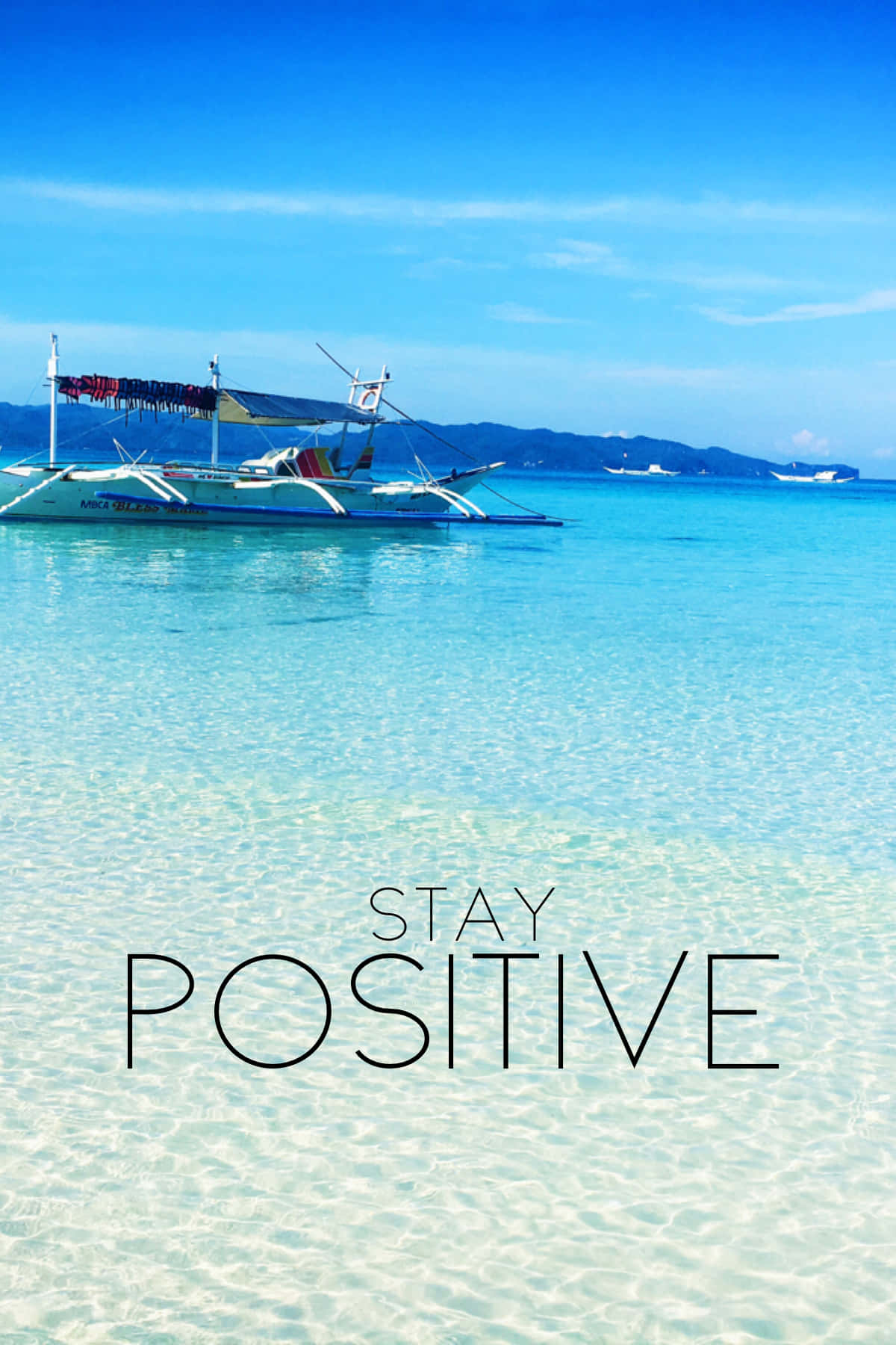 traditional boat, crystal clear turquoise water, bright blue sky, HD Phone Wallpaper