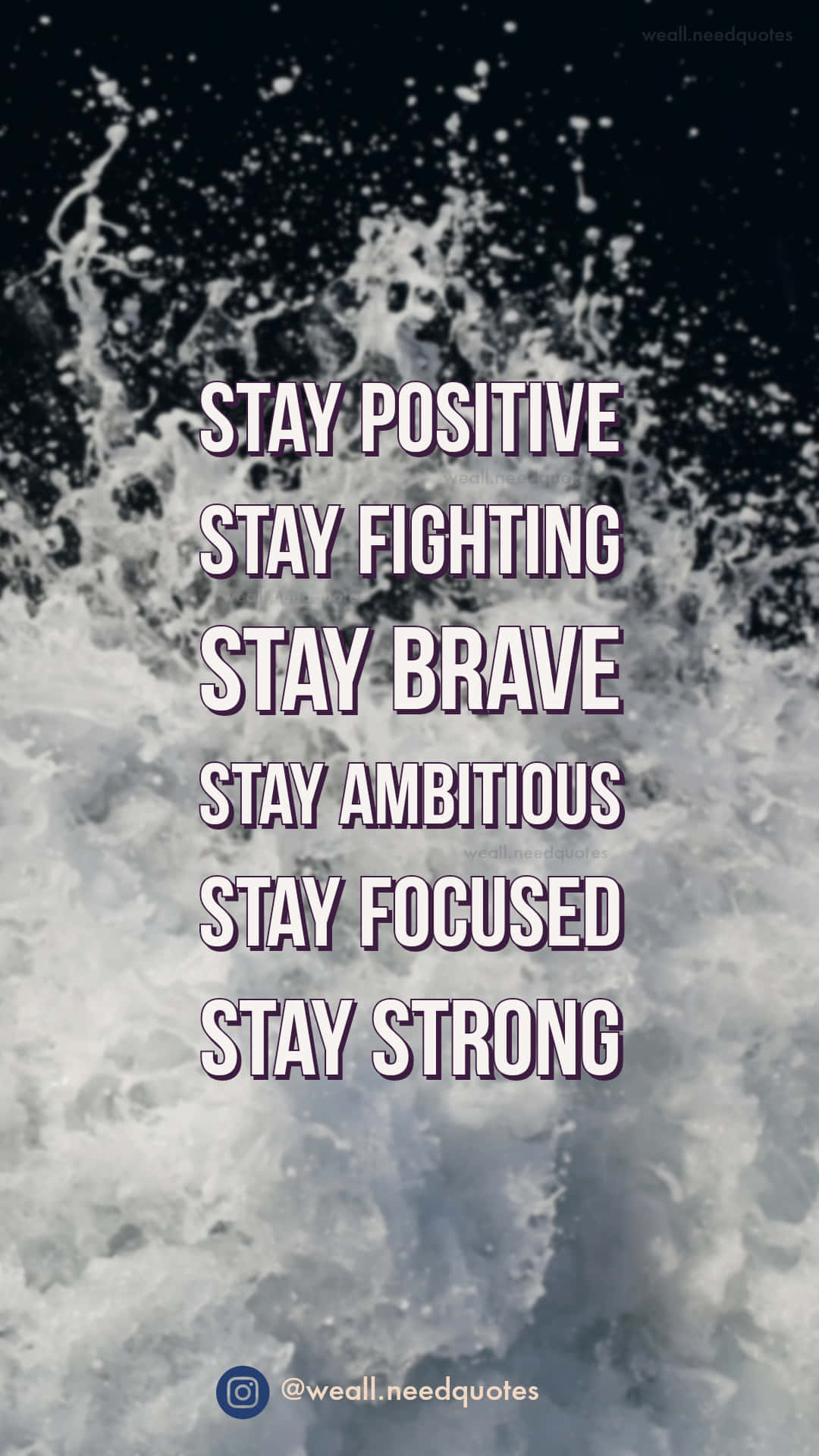 Stay Positive, turbulent ocean wave splash, dark and white foam, Full HD Phone Wallpaper