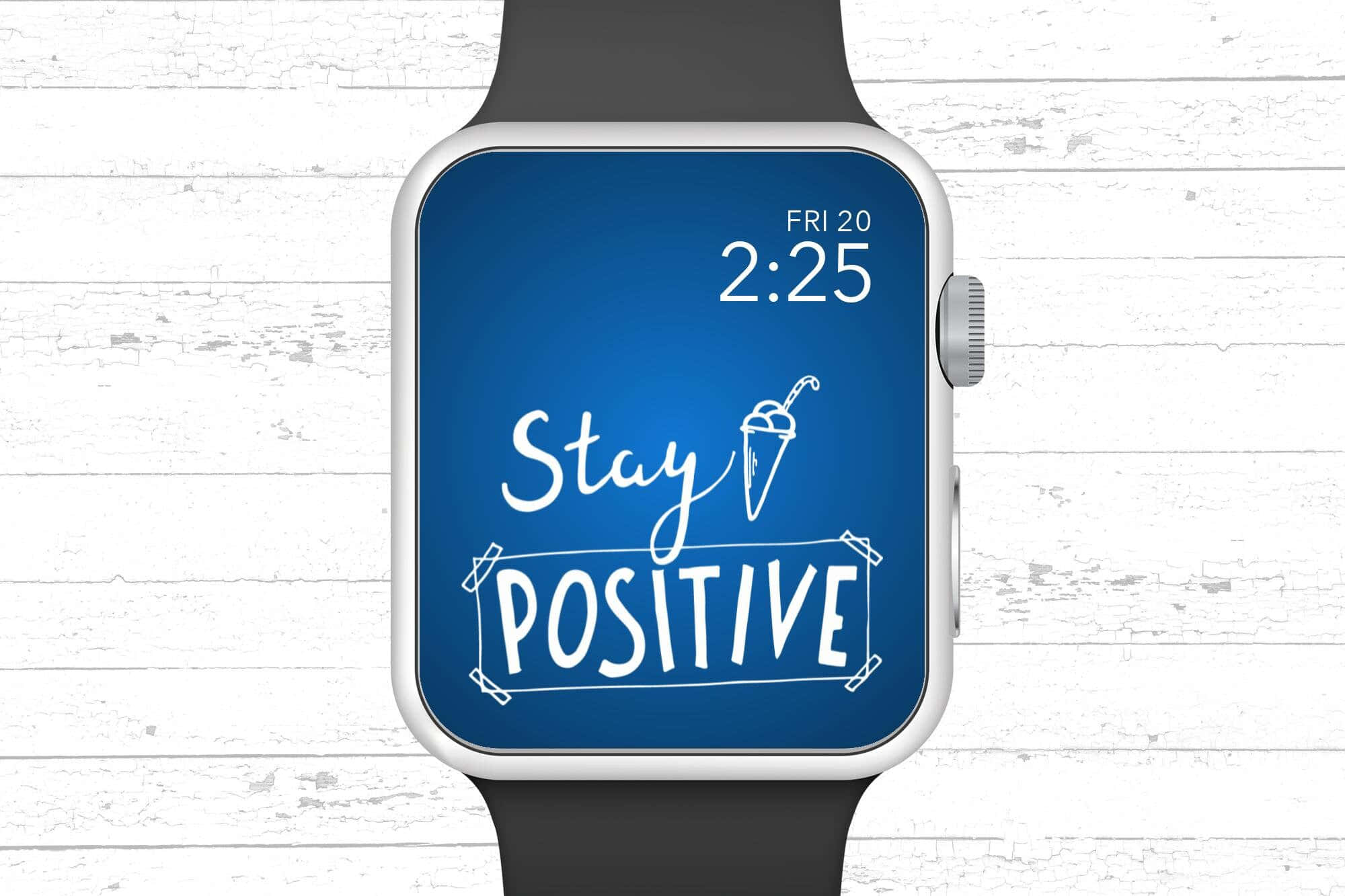 Stay Positive, blue screen, ice cream cone, Full HD Desktop Wallpaper
