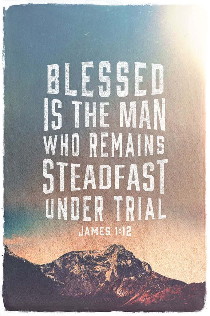 Steadfast, mountain sunset, white textured text, SD Phone Wallpaper