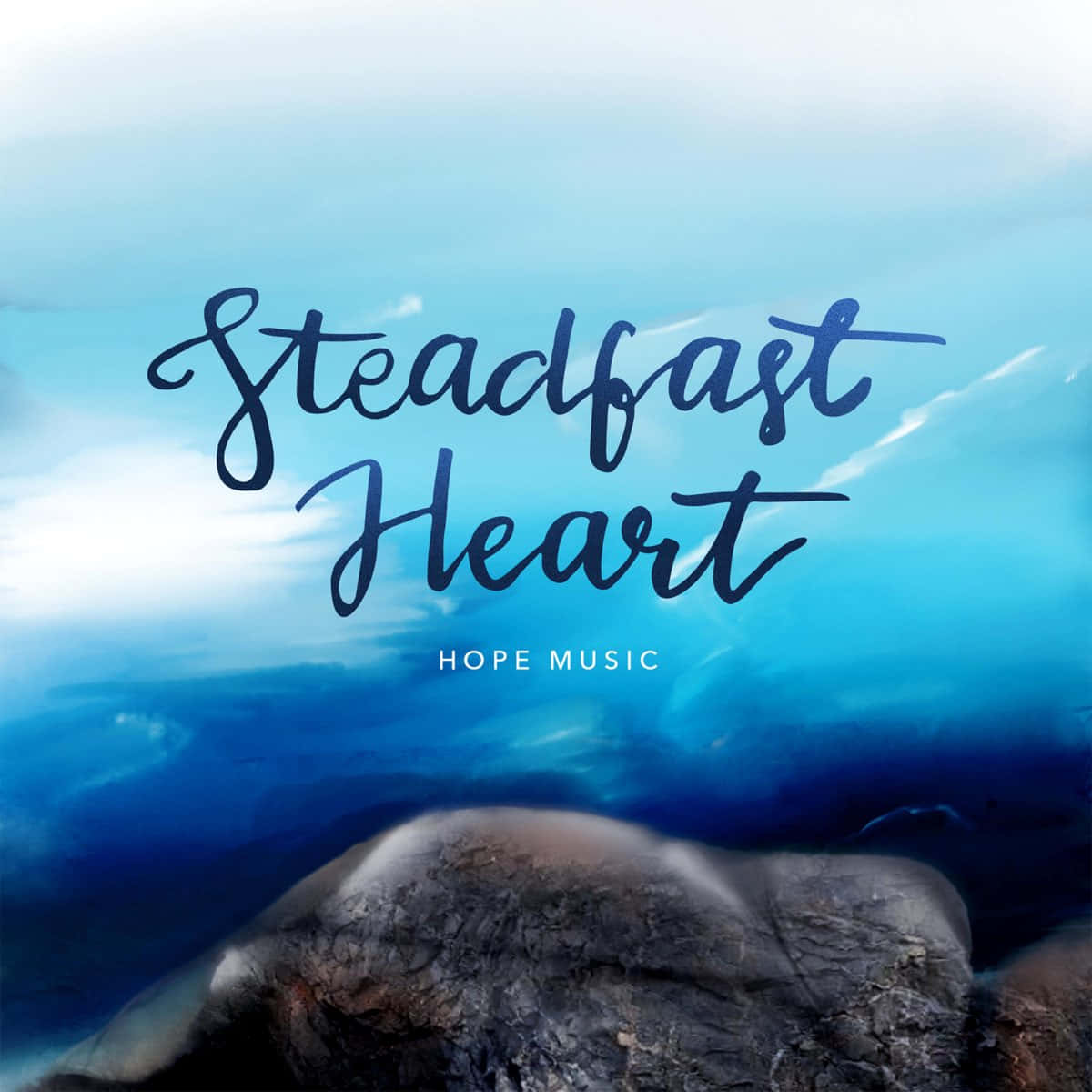 Steadfast Heart, serene blue underwater scene, dark textured rock, SD Desktop Wallpaper