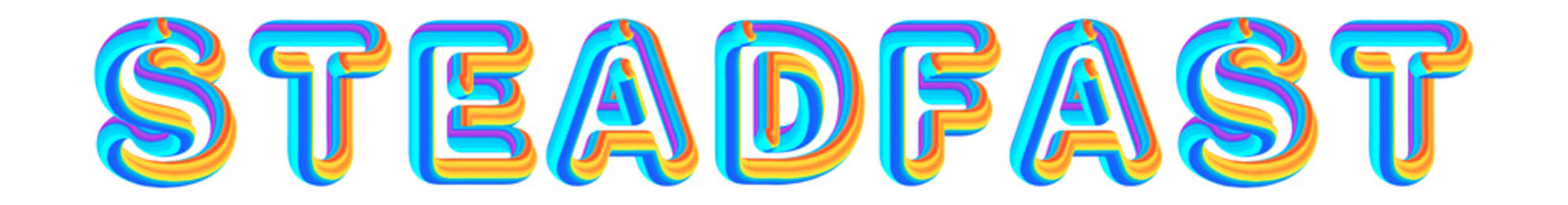 STEADFAST, rainbow gradient, glossy blue outline, 2K Desktop Wallpaper