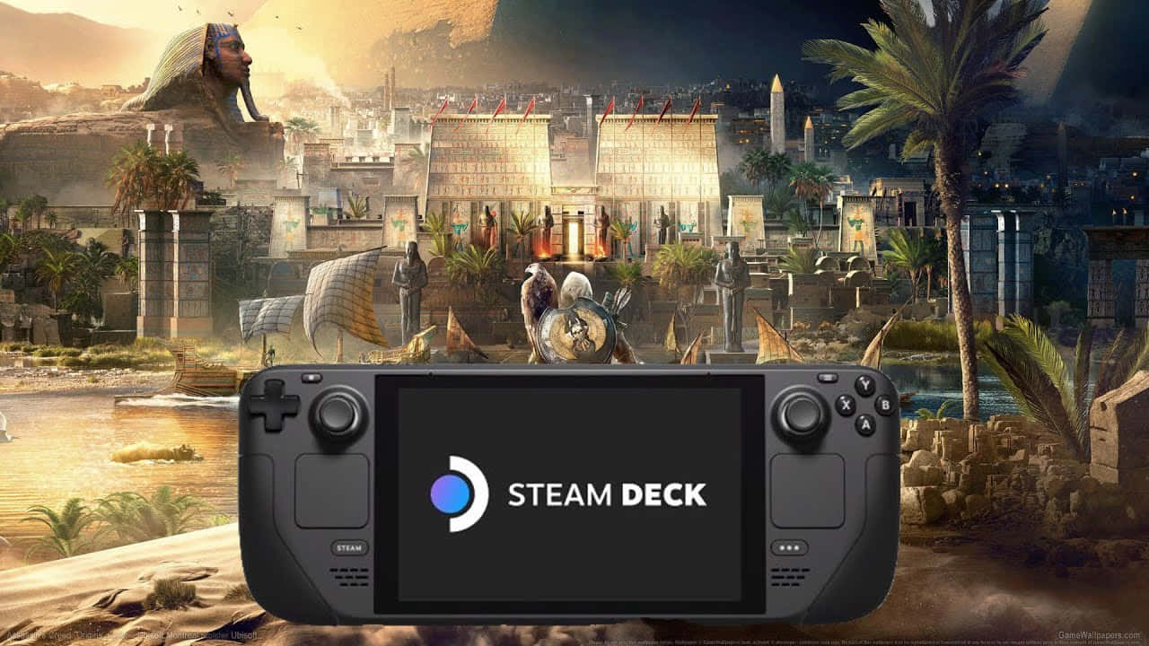 Steam Deck, ancient Egyptian temples, pyramids, HD Desktop Wallpaper