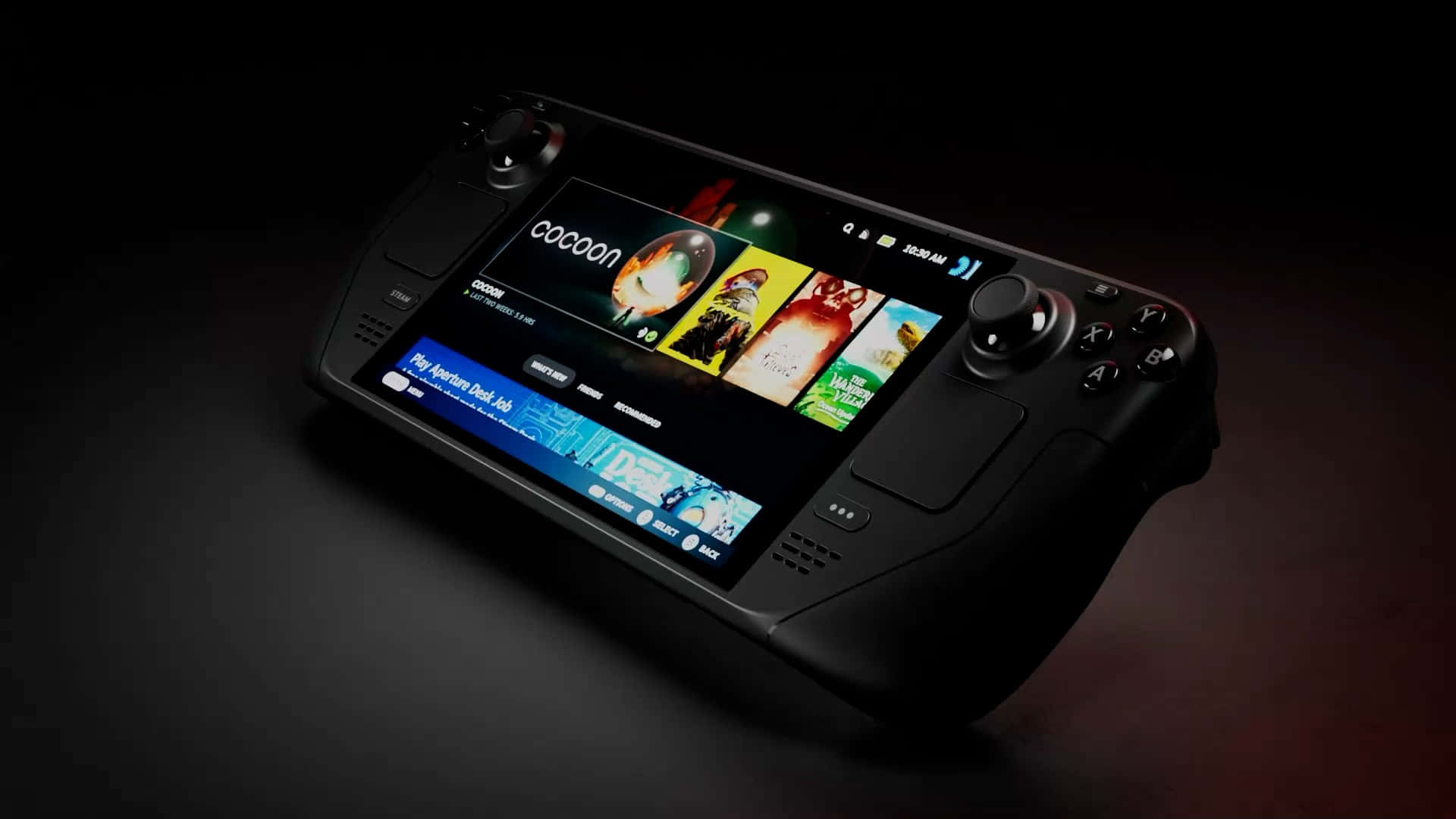 Steam Deck, handheld gaming device, sleek black, Full HD Desktop Wallpaper