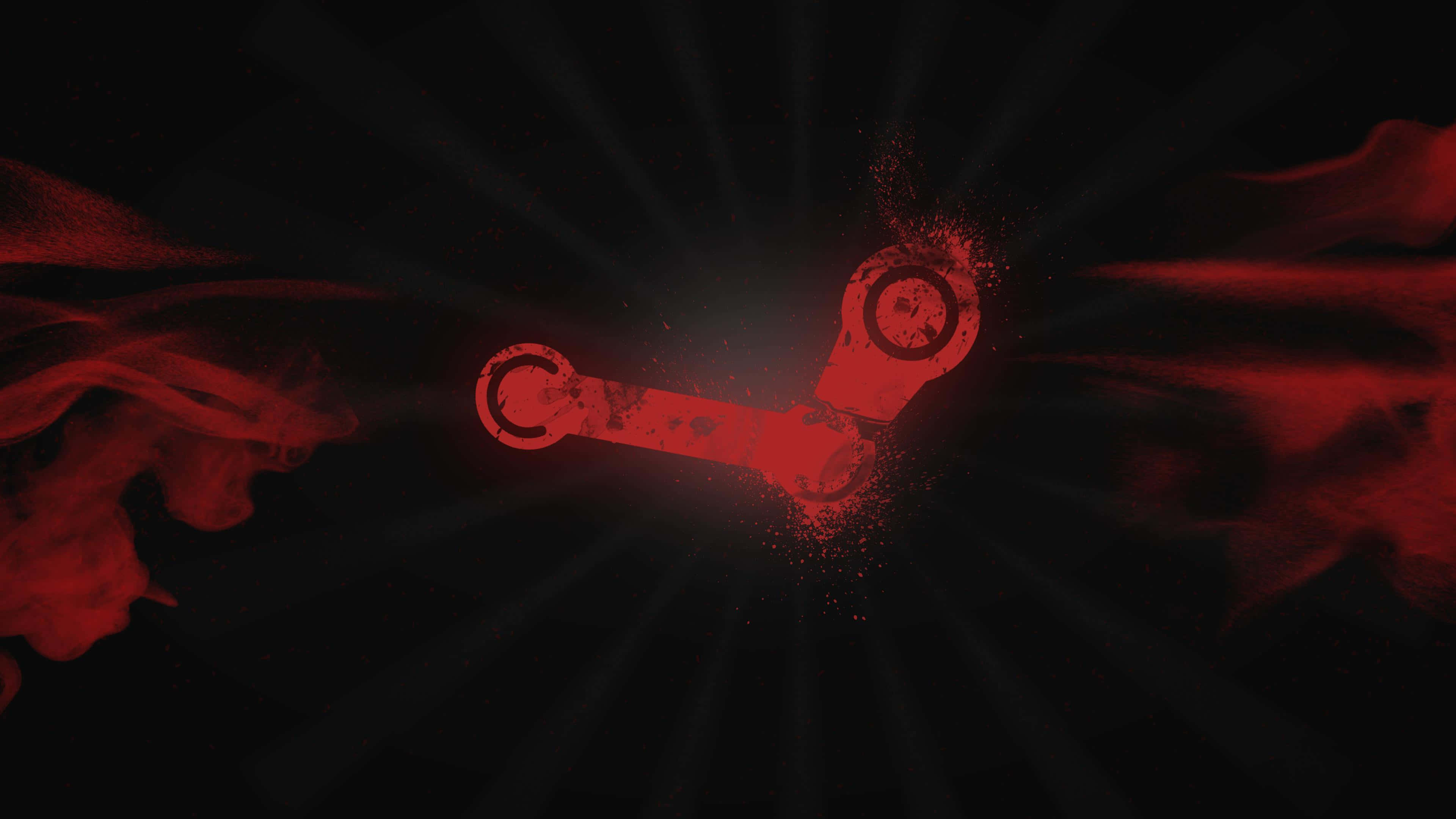 Steam, glowing red Steam logo, particle effects, 4K Desktop Wallpaper