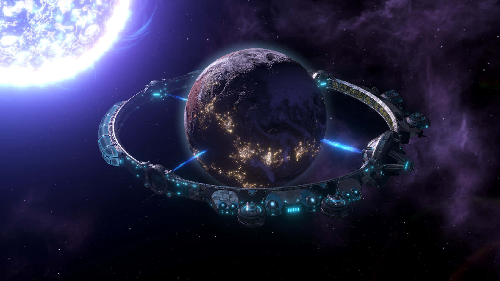 Steam Games, futuristic ring station, glowing planet, HD Desktop Wallpaper