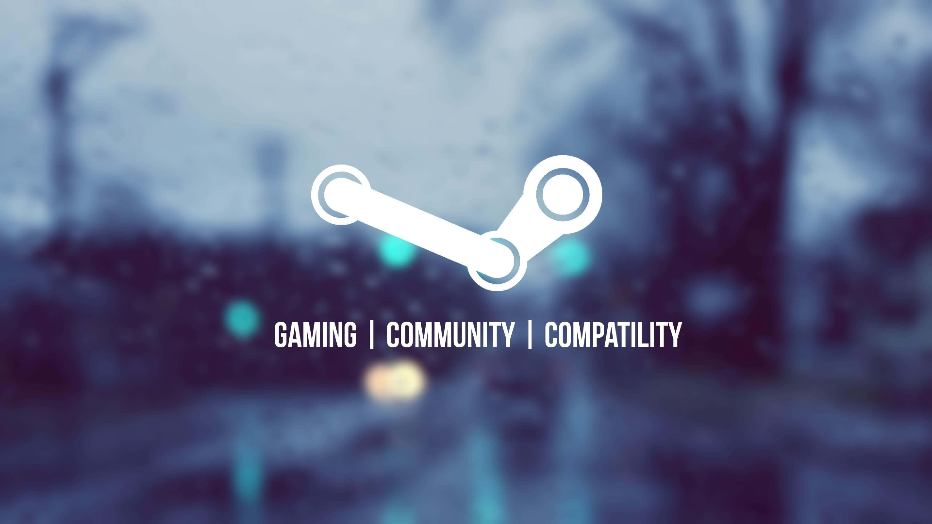 Steam, White Steam logo, blurred rainy window, 4K Desktop Wallpaper