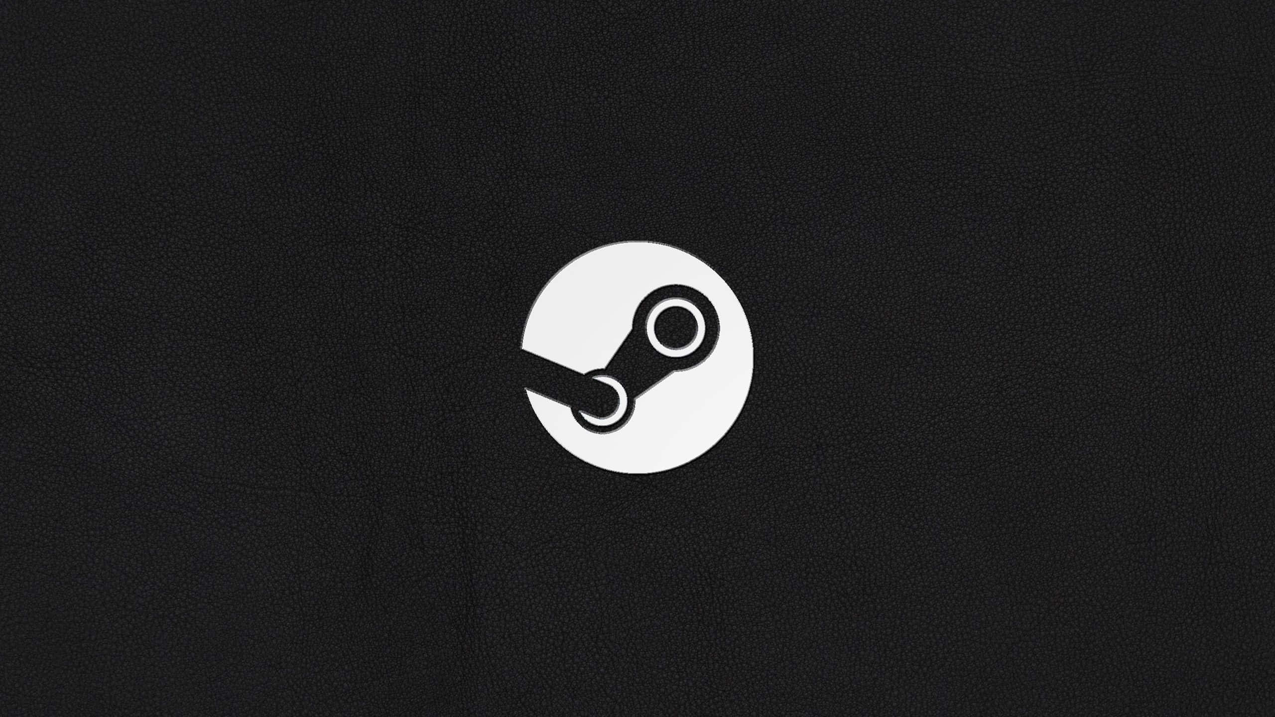 Steam, white Steam logo, textured black background, 2K Desktop Wallpaper