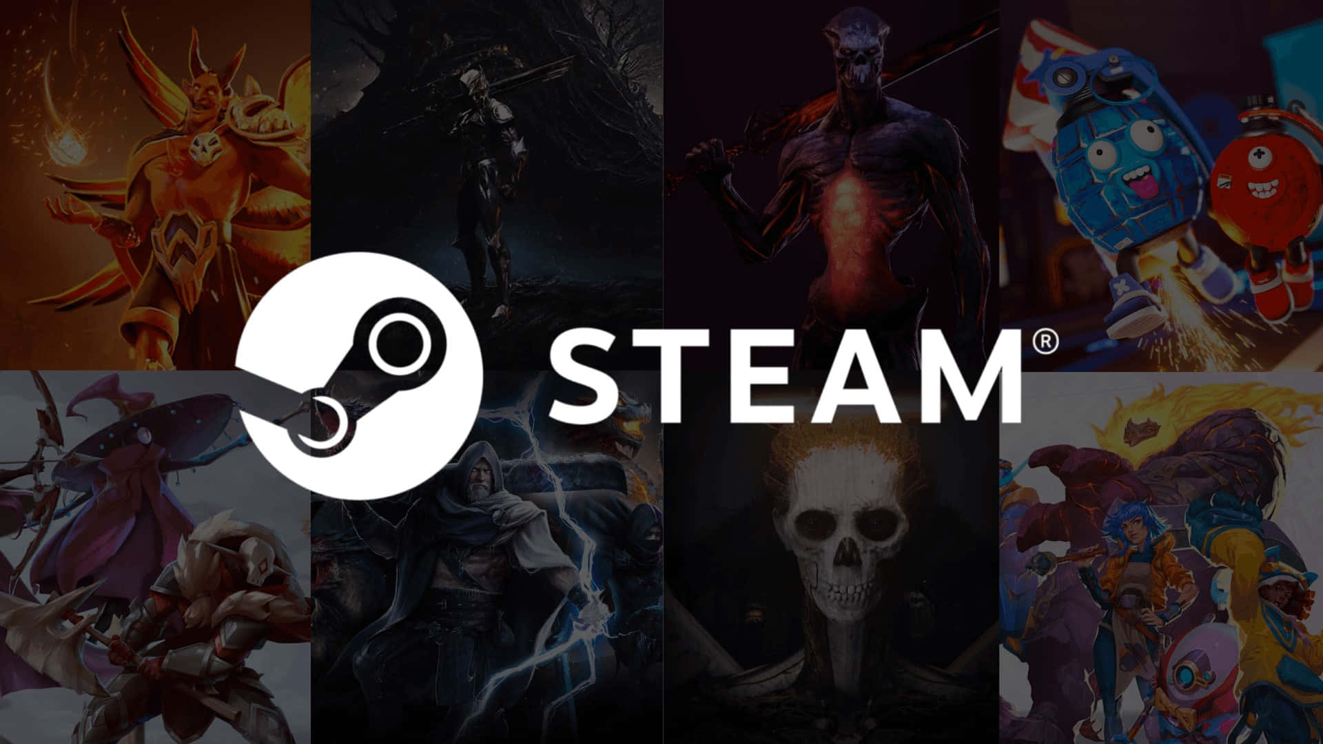 Steam, Steam logo, video game characters, Full HD Desktop Wallpaper