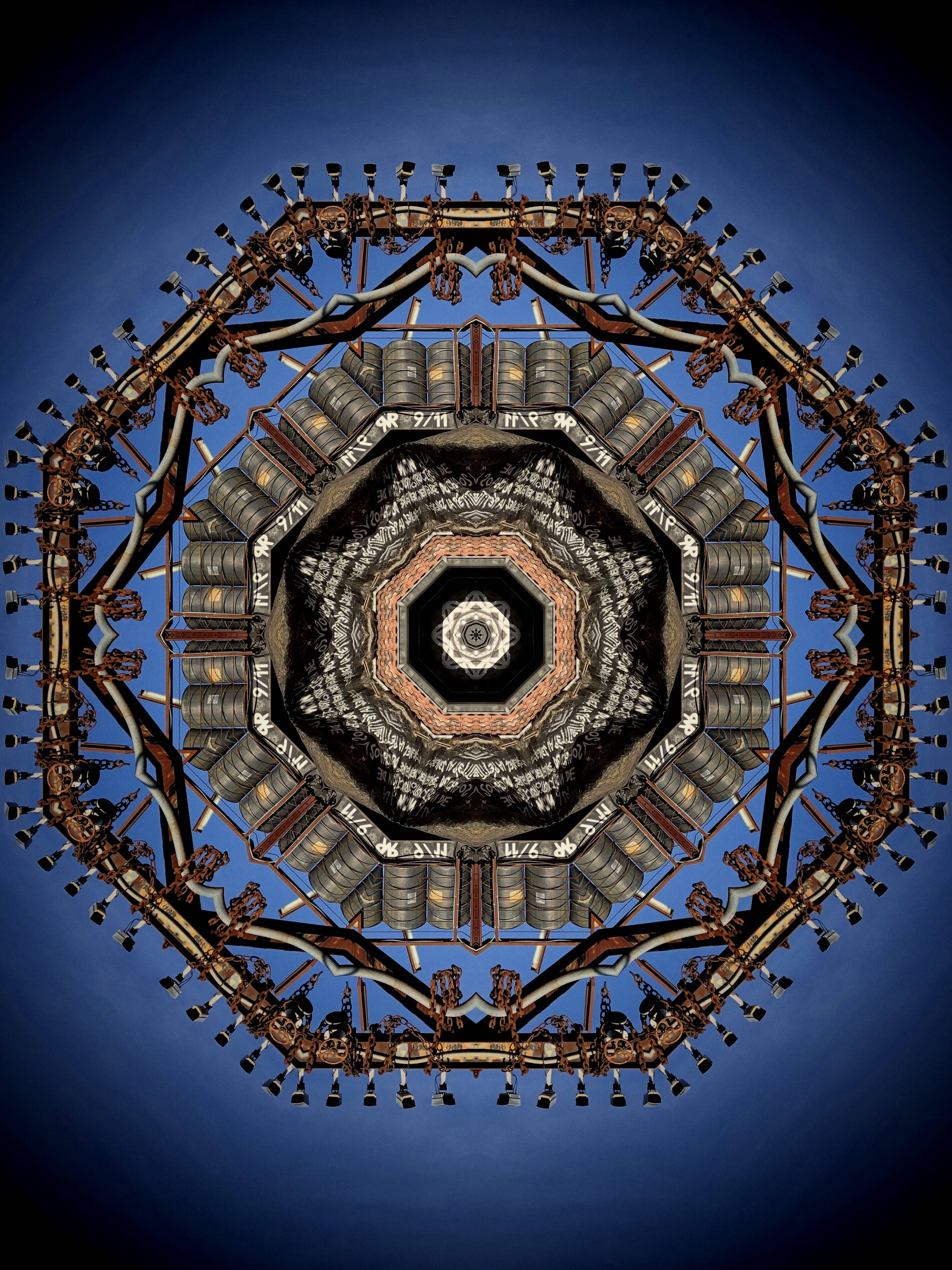 digital steampunk fractal, mandala pattern, industrial machinery parts, 4K Phone Wallpaper