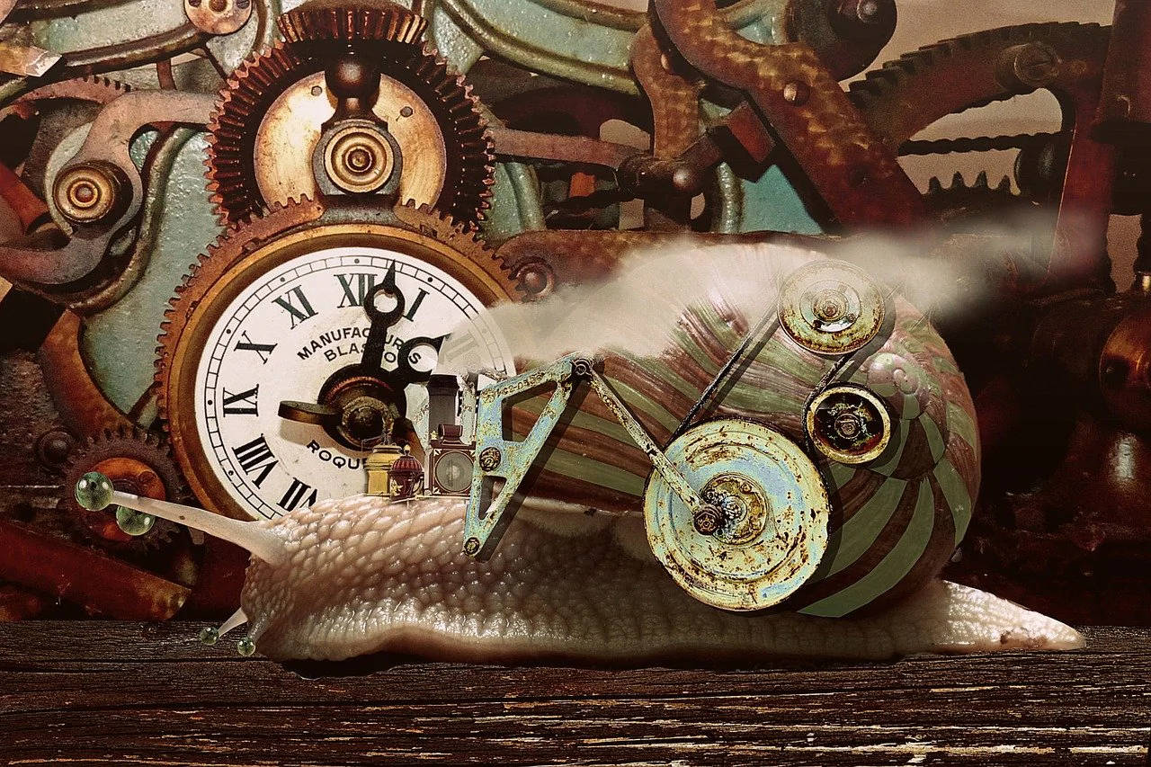 steampunk snail, clock face shell, mechanical junkyard, HD Desktop Wallpaper