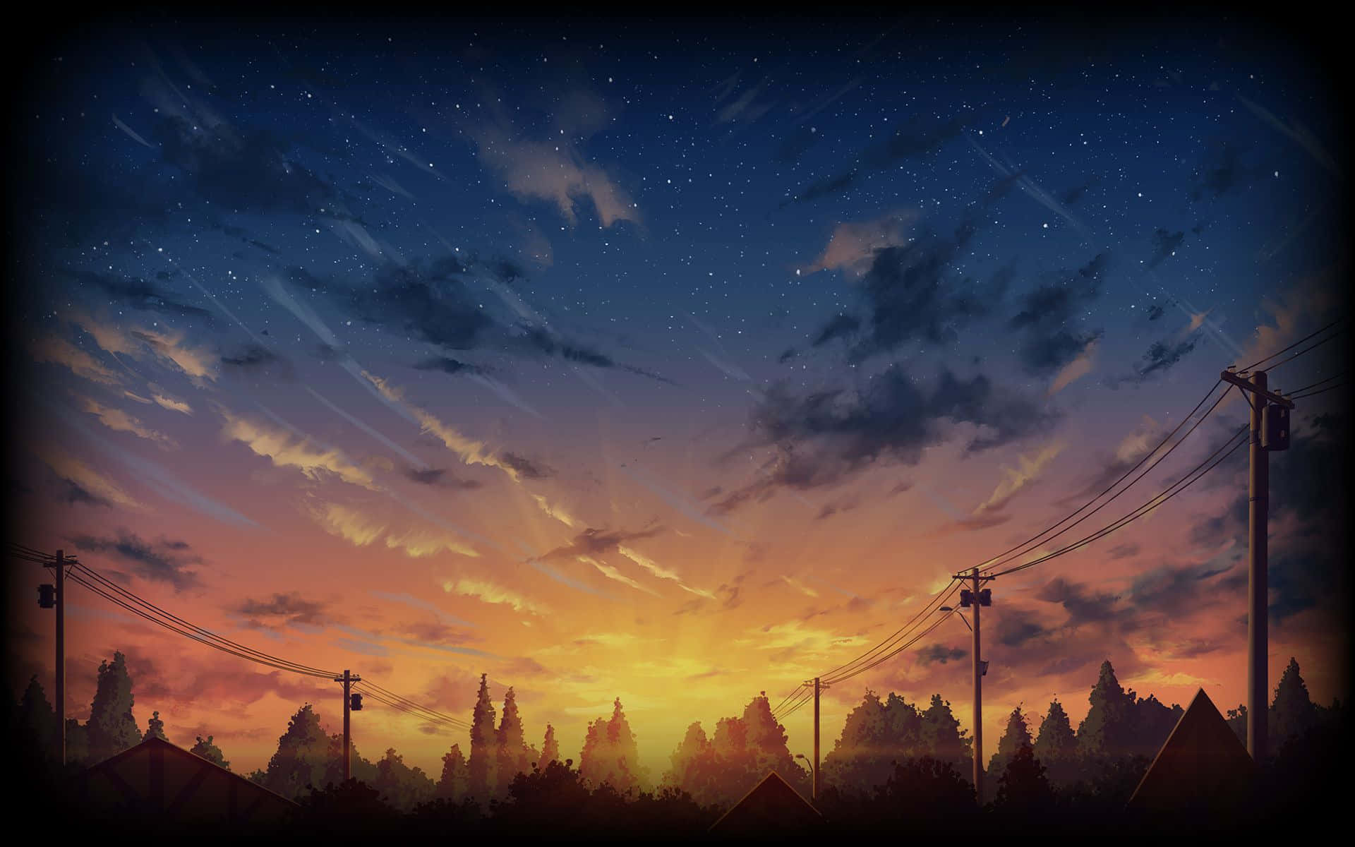 steampunk-inspired, twilight sky, stars, Full HD Desktop Wallpaper