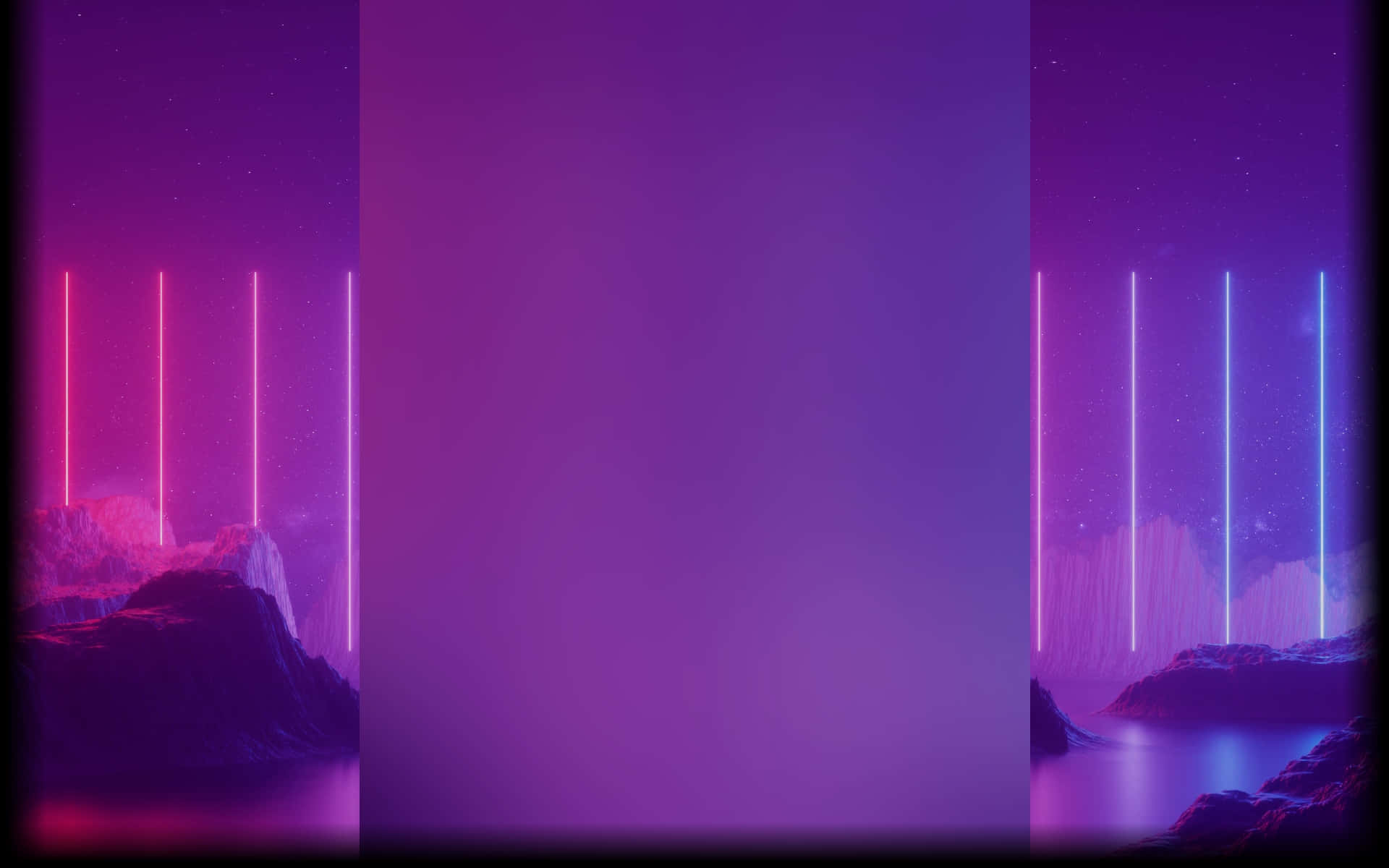 steampunk, neon-lit, glowing vertical beams, Full HD Desktop Wallpaper