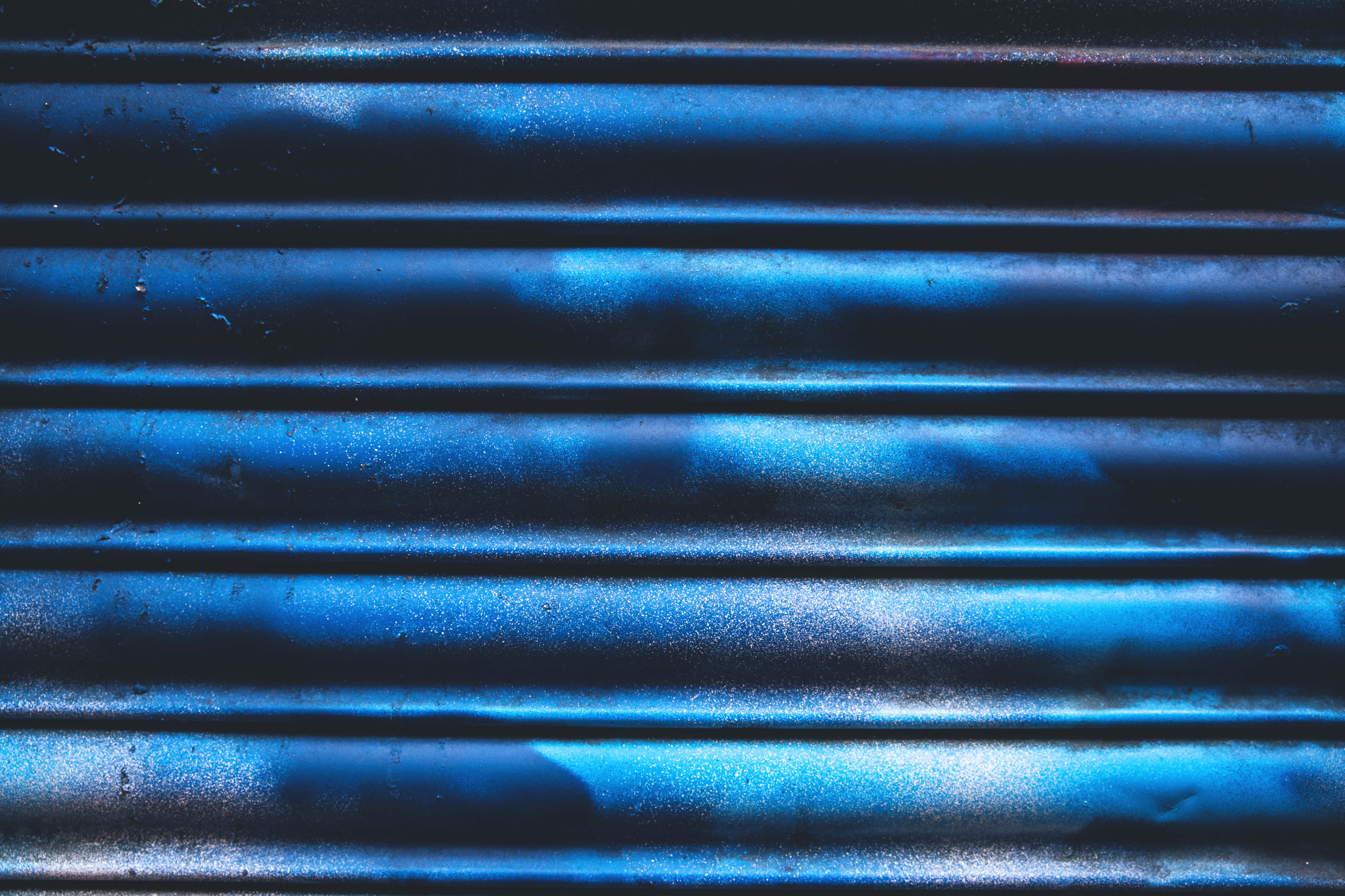 steel blue, corrugated metal, electric blue light, 4K Desktop Wallpaper