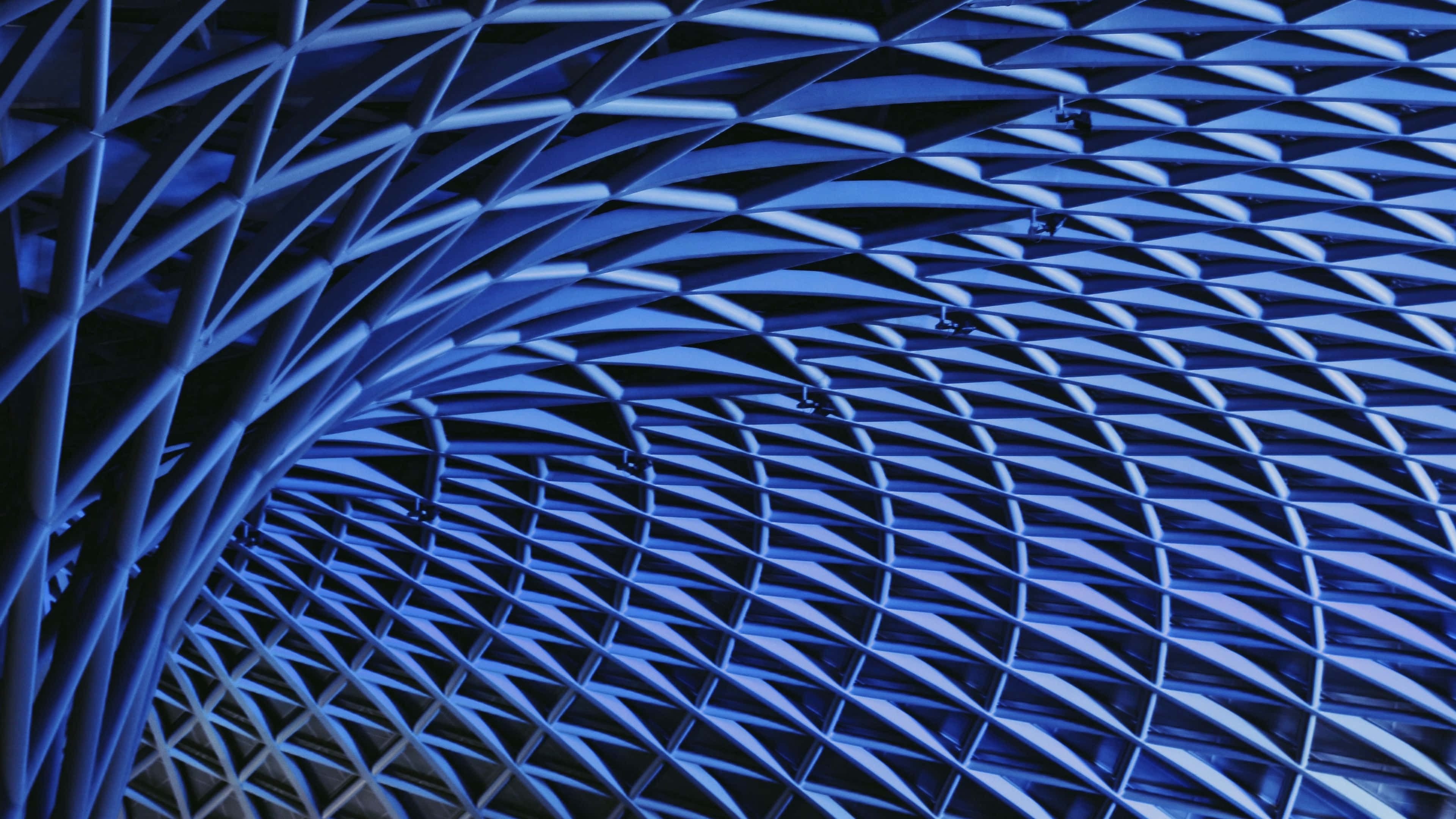 Steel Blue, 3840 x 2160, blue geometric lattice ceiling, 4K Desktop Wallpaper