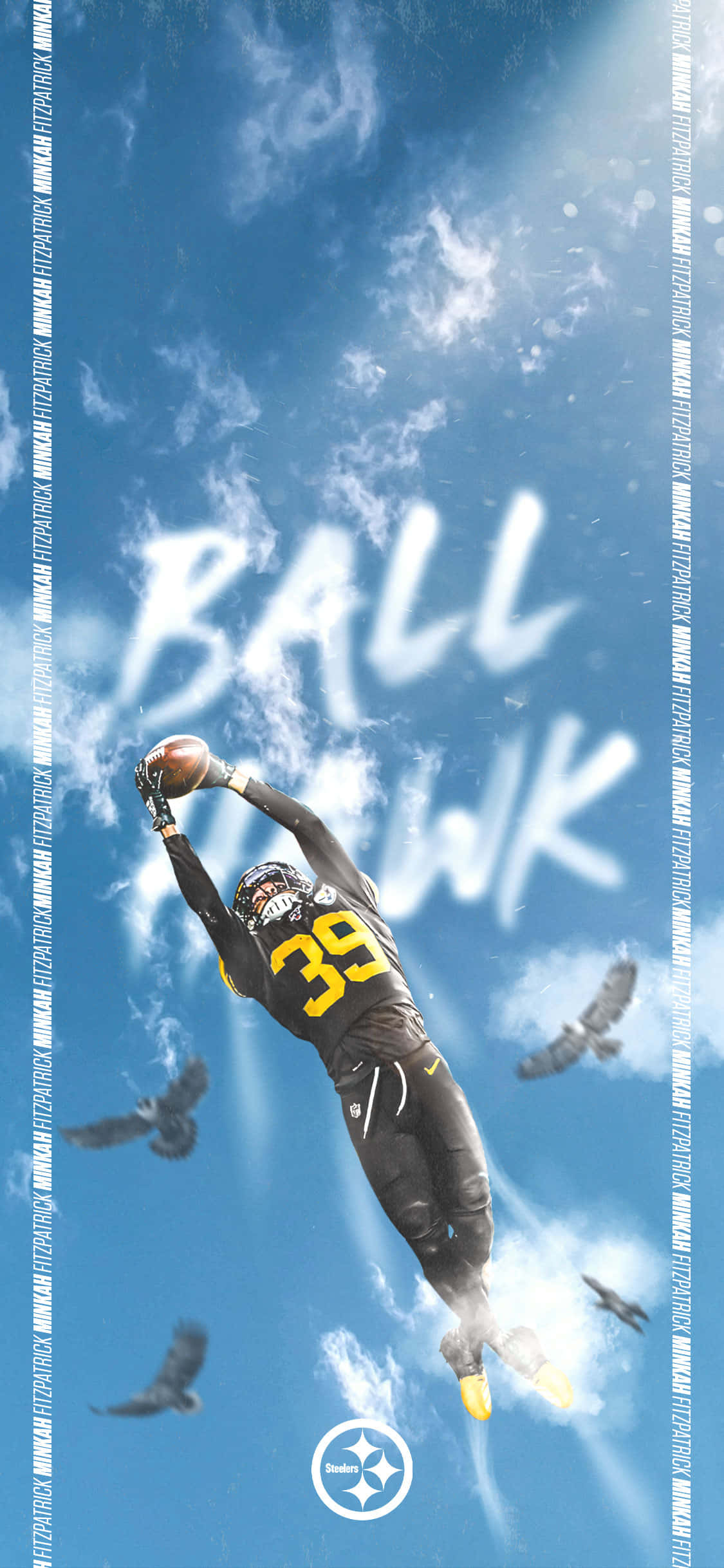 Steelers, black and yellow jersey, bright blue sky, Full HD Phone Wallpaper