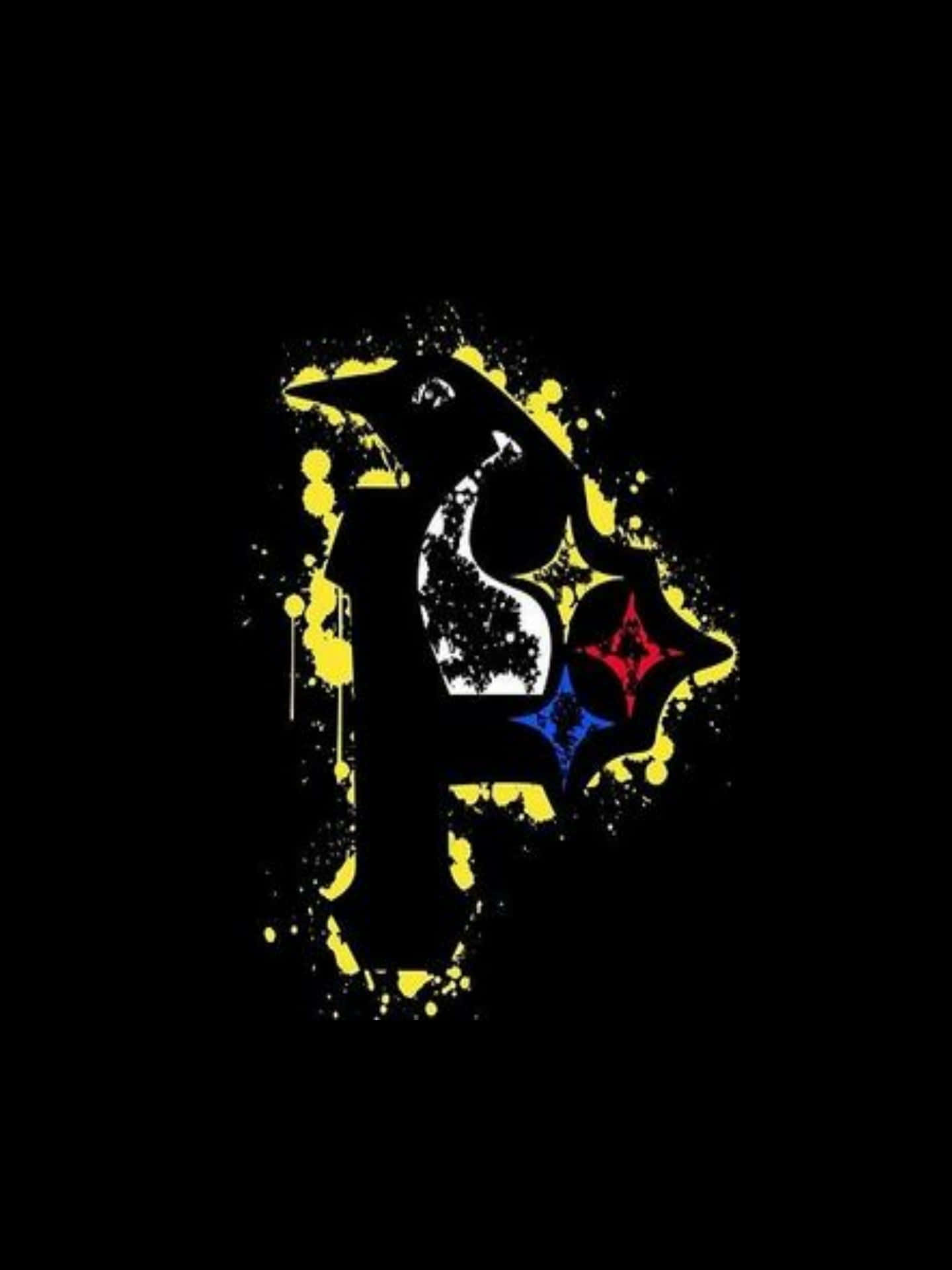 Steelers, yellow paint splatters, red blue starburst, Full HD Phone Wallpaper