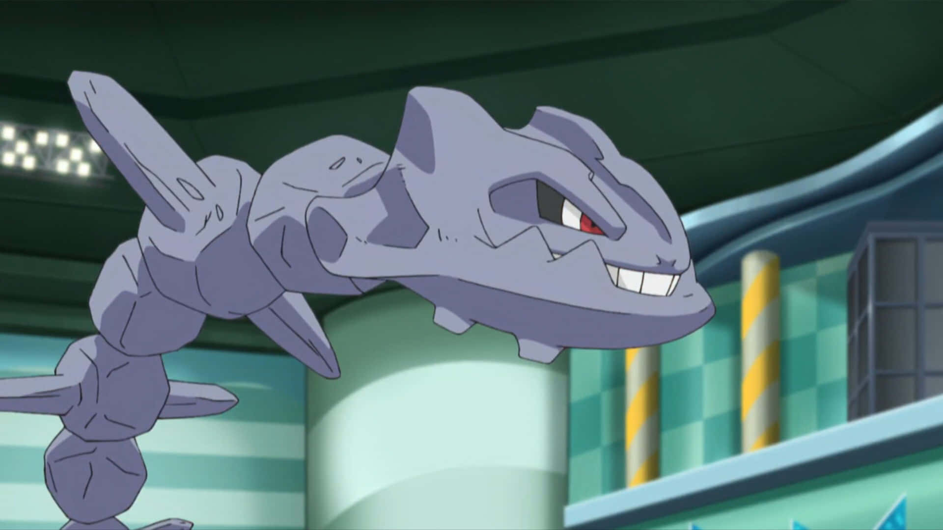 Steelix, library, gray metallic, Full HD Desktop Wallpaper