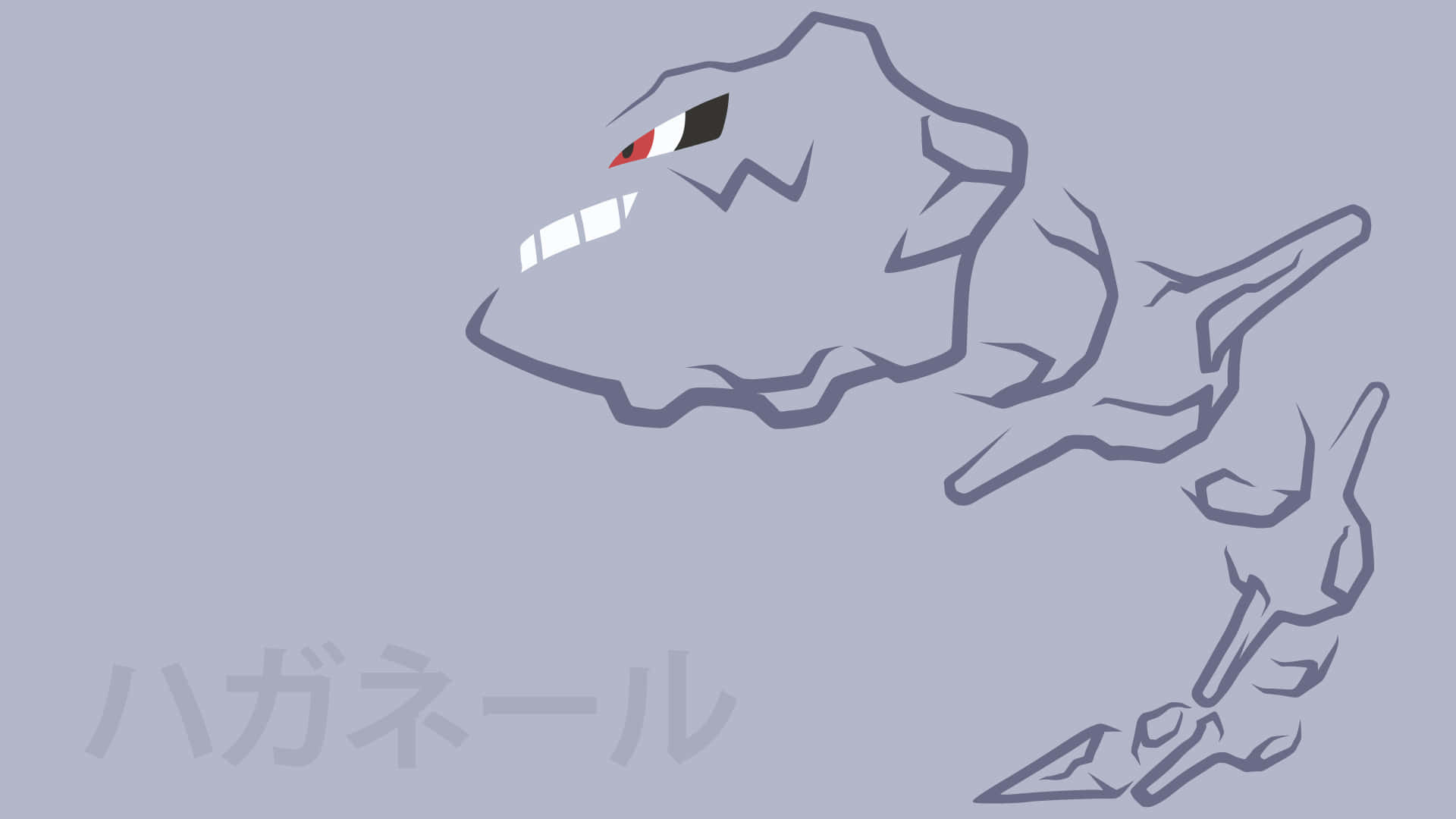 Minimalist Steelix, gray, reptilian creature, Full HD Desktop Wallpaper