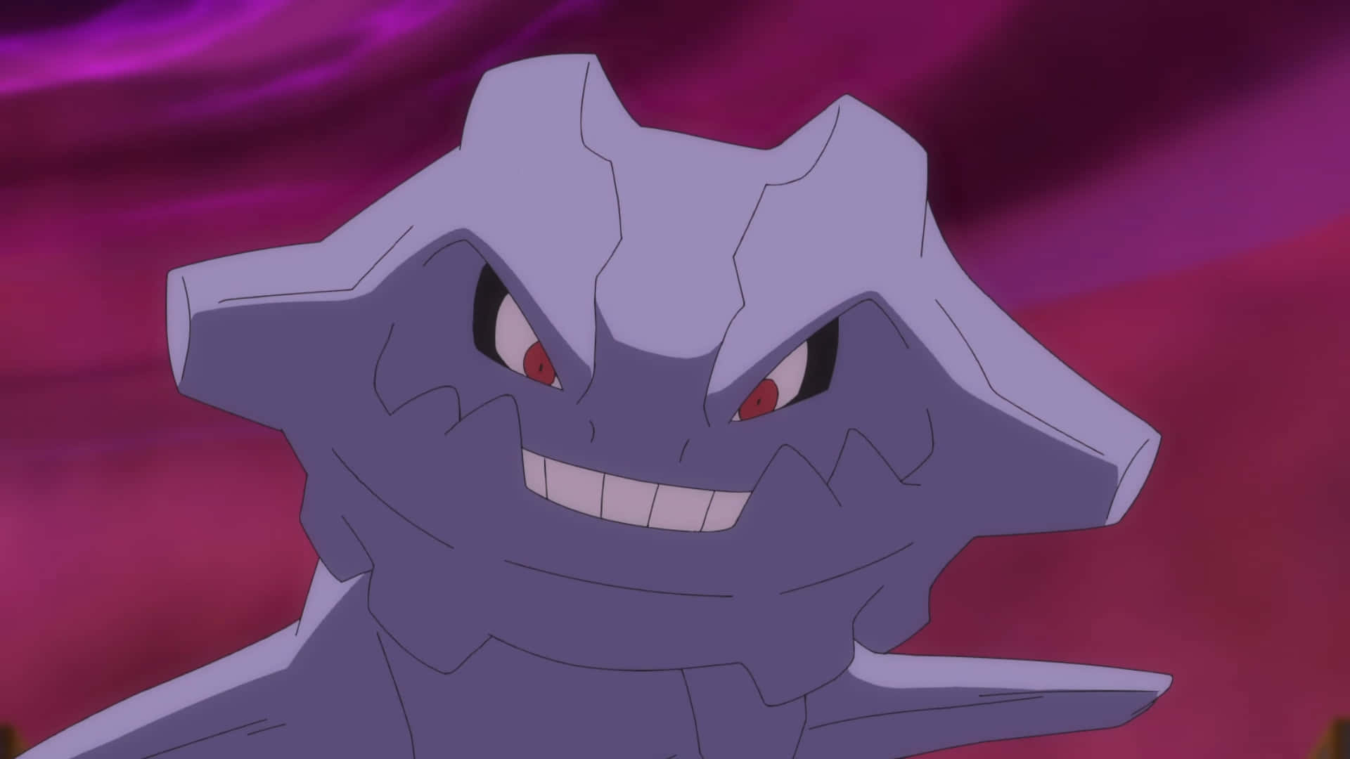 Anime Steelix, purple Pokémon, sharp teeth, Full HD Desktop Wallpaper
