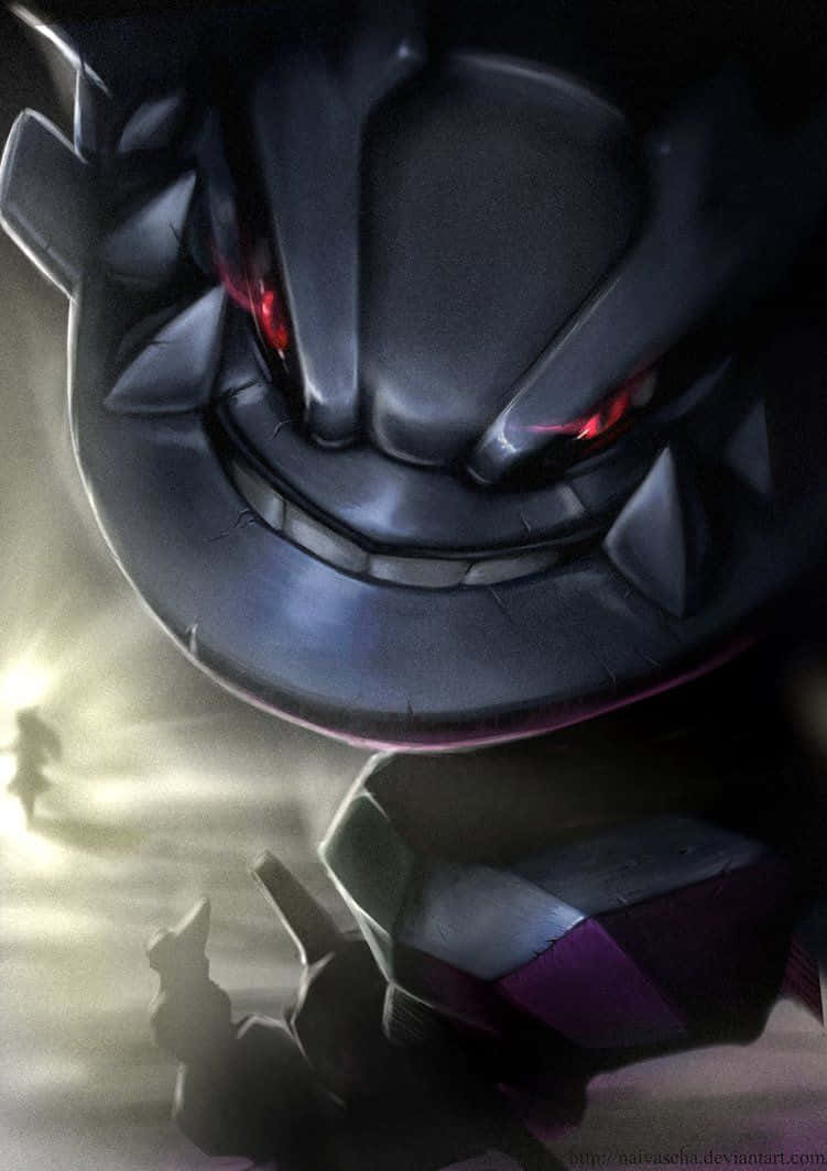 Steelix, glowing red eyes, misty, SD Phone Wallpaper
