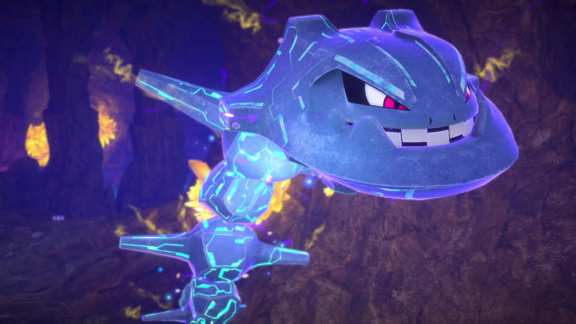 Steelix, electric-type, glowing blue, Full HD Desktop Wallpaper
