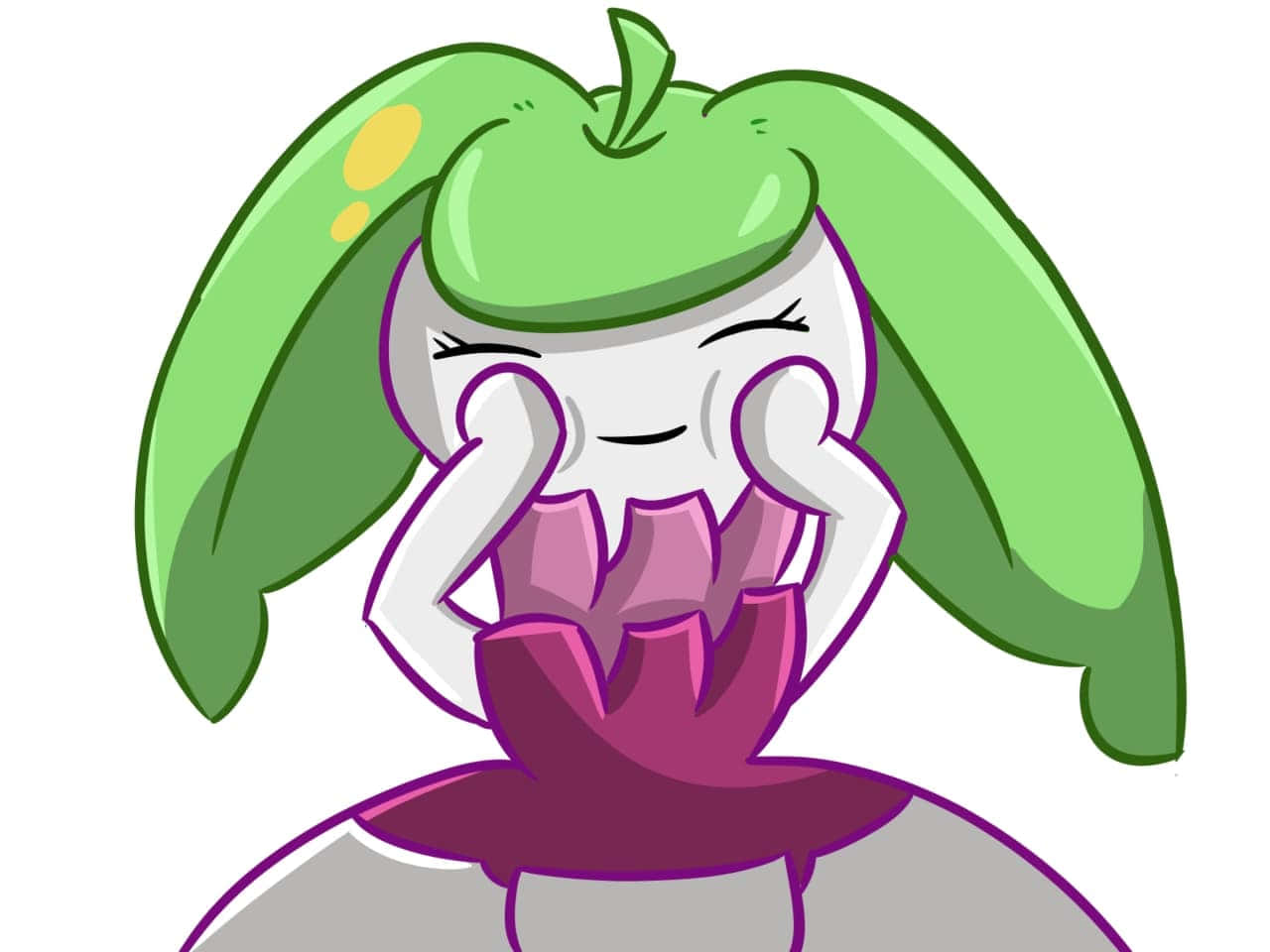 Steenee, green leaf ears, purple flower mouth, HD Desktop Wallpaper