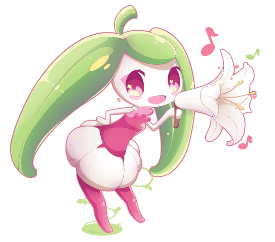 Steenee, anime-style character, leafy green hair, SD Desktop Wallpaper