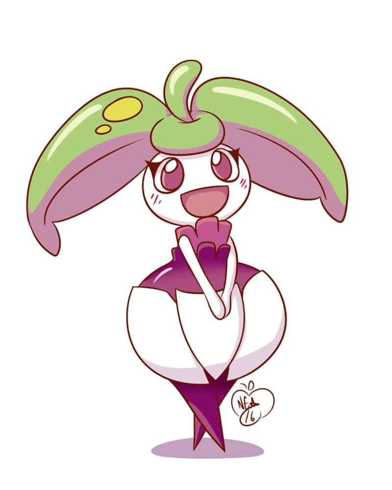 Steenee, green and purple leaf-like ears, purple outfit, SD Phone Wallpaper