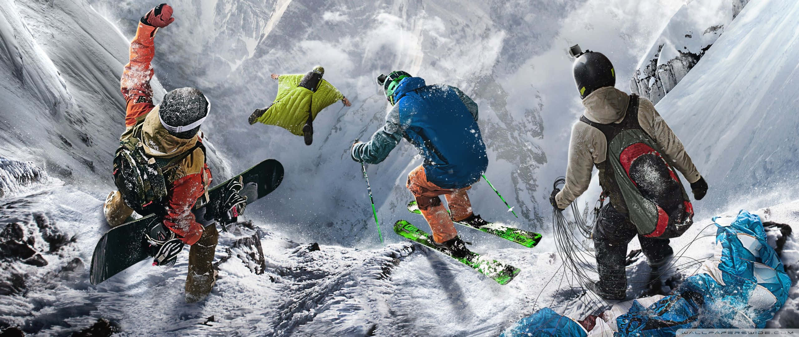 Steep, snowboarders, skiers, 2K Desktop Wallpaper