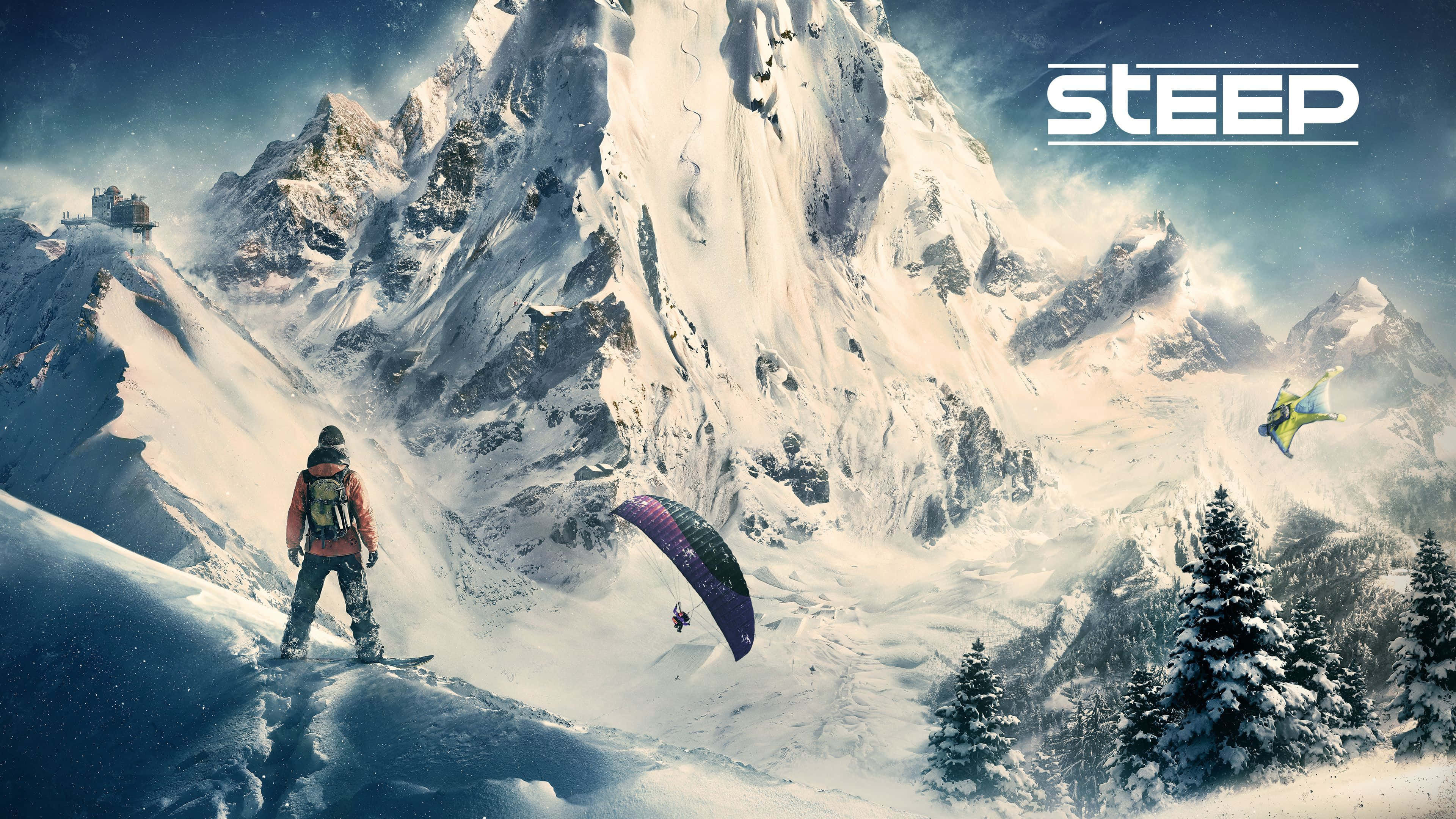 Steep, snowboarder, snowy mountain peak, 4K Desktop Wallpaper
